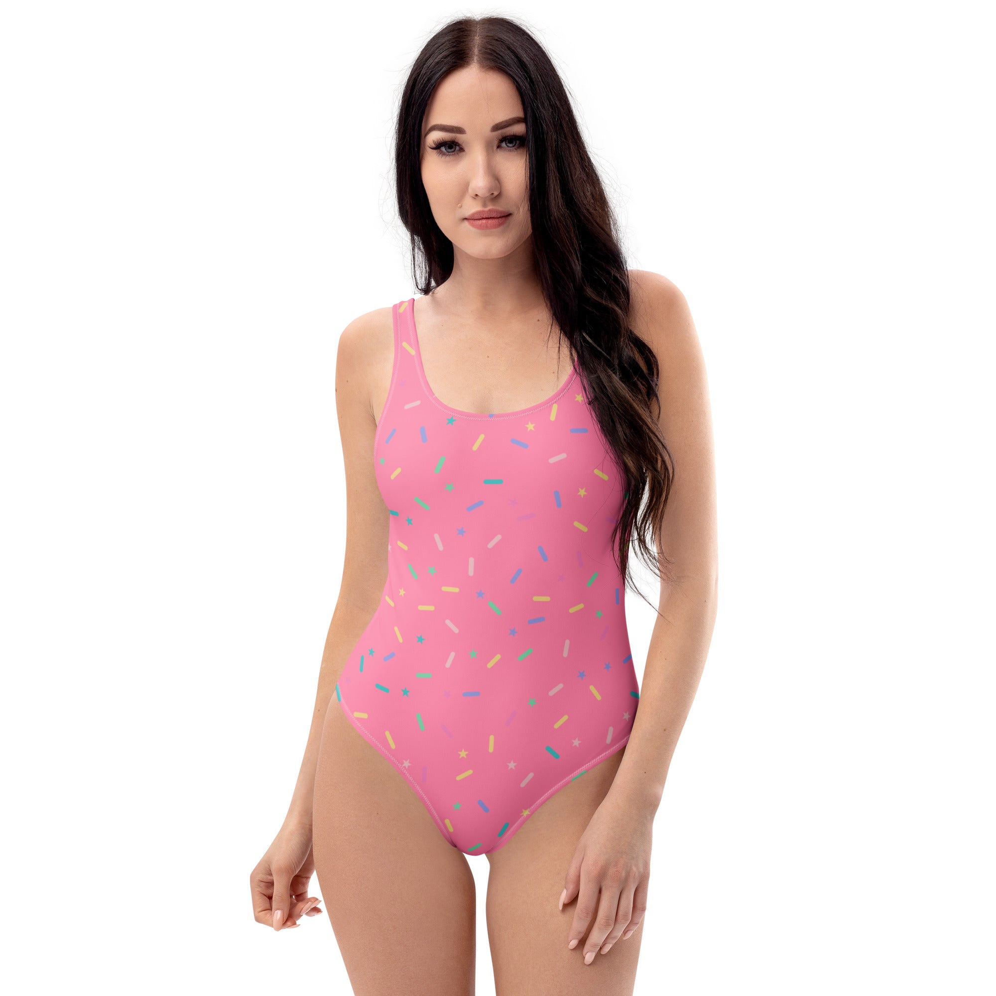 Women's Pink Sprinkle Confetti Buttery Soft Swimsuit With UPF 50+