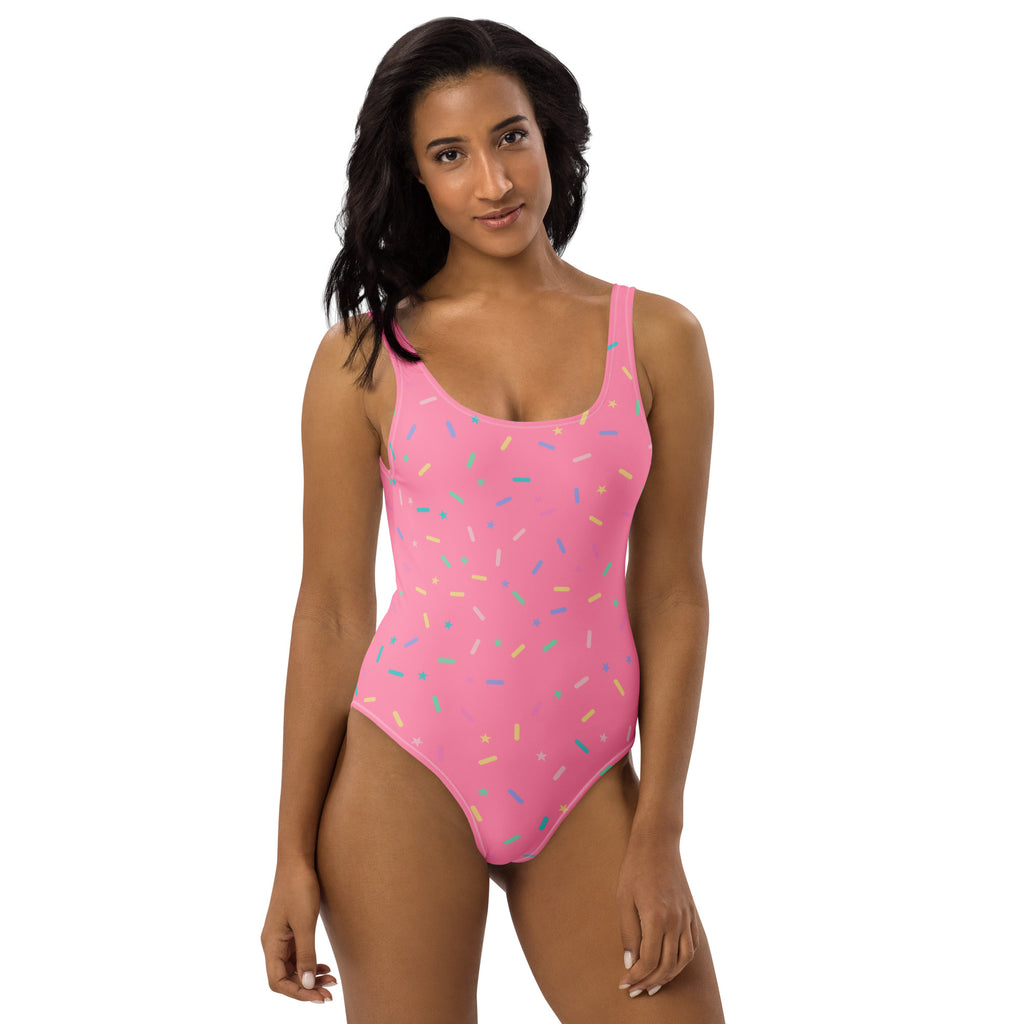 Women's Pink Sprinkle Confetti Buttery Soft Swimsuit With UPF 50+