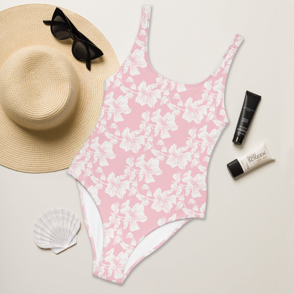 Women's Pink Tropical Floral Buttery Soft Swimsuit With UPF 50+