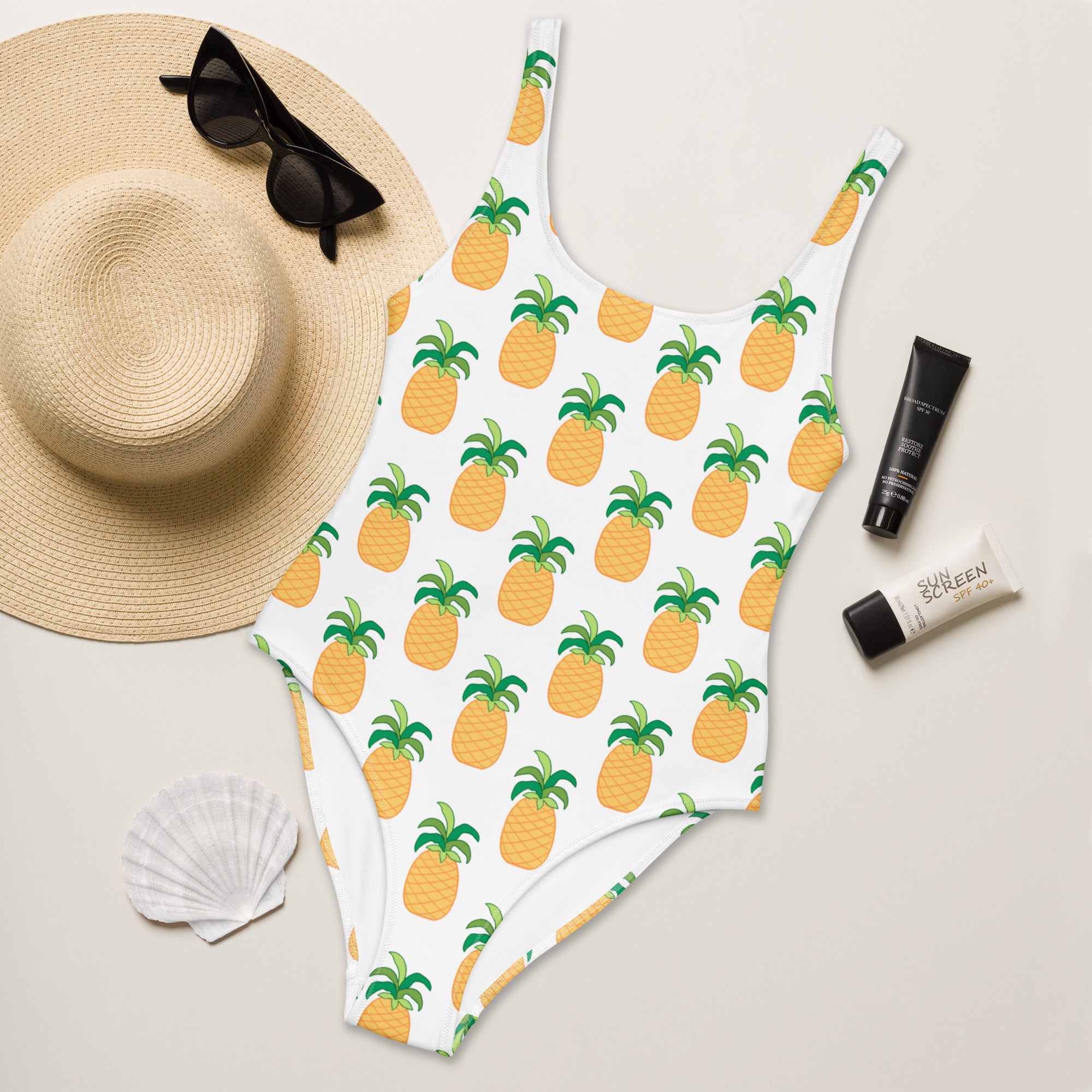 Women's Tropical Pineapple Fruit Buttery Soft Swimsuit With UPF 50+