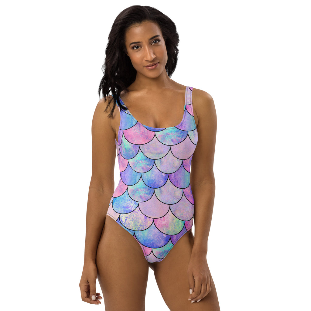 Women's Pastel Mermaid Buttery Soft Swimsuit With UPF 50+