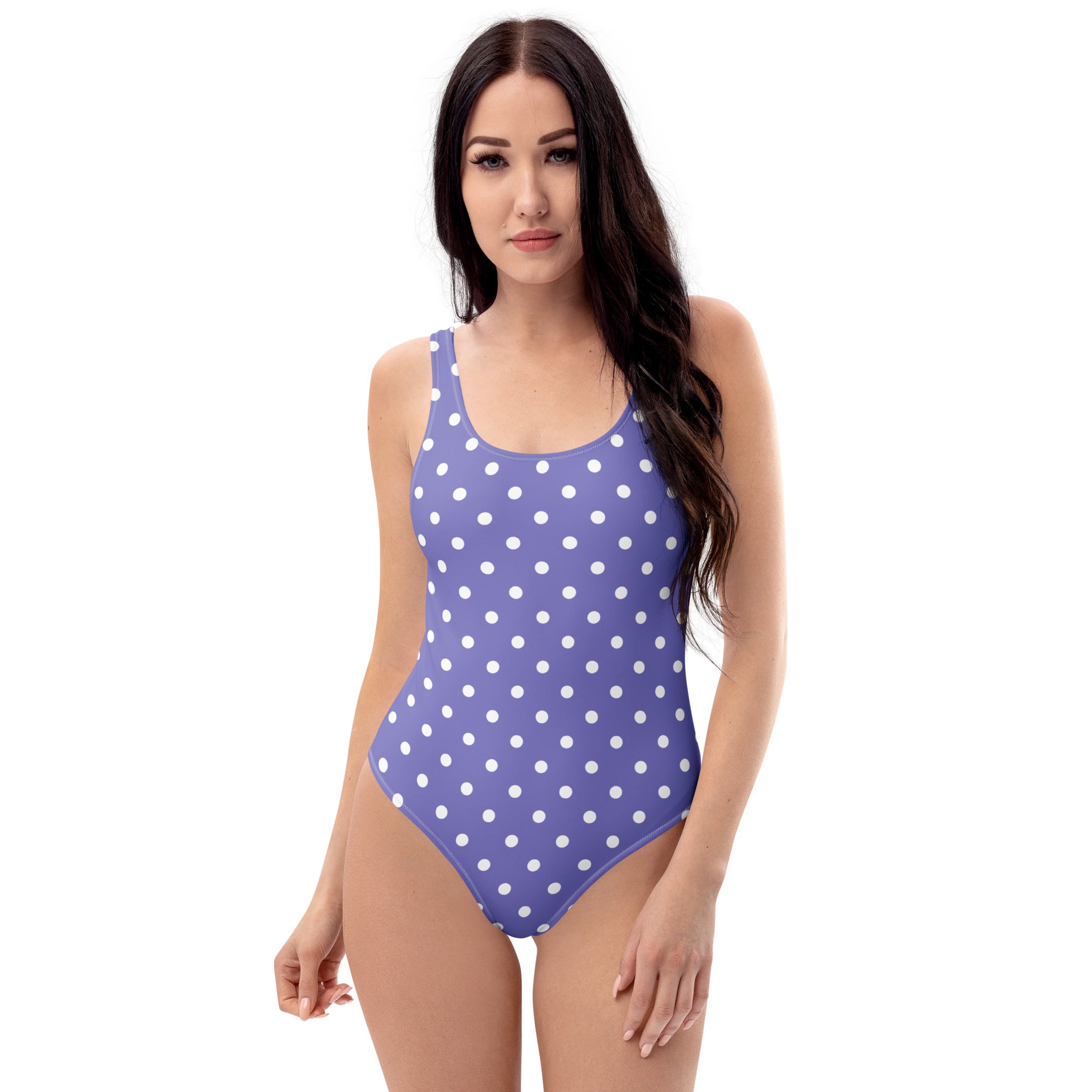 Women's Purple Polka Dot Buttery Soft Swimsuit With UPF 50+