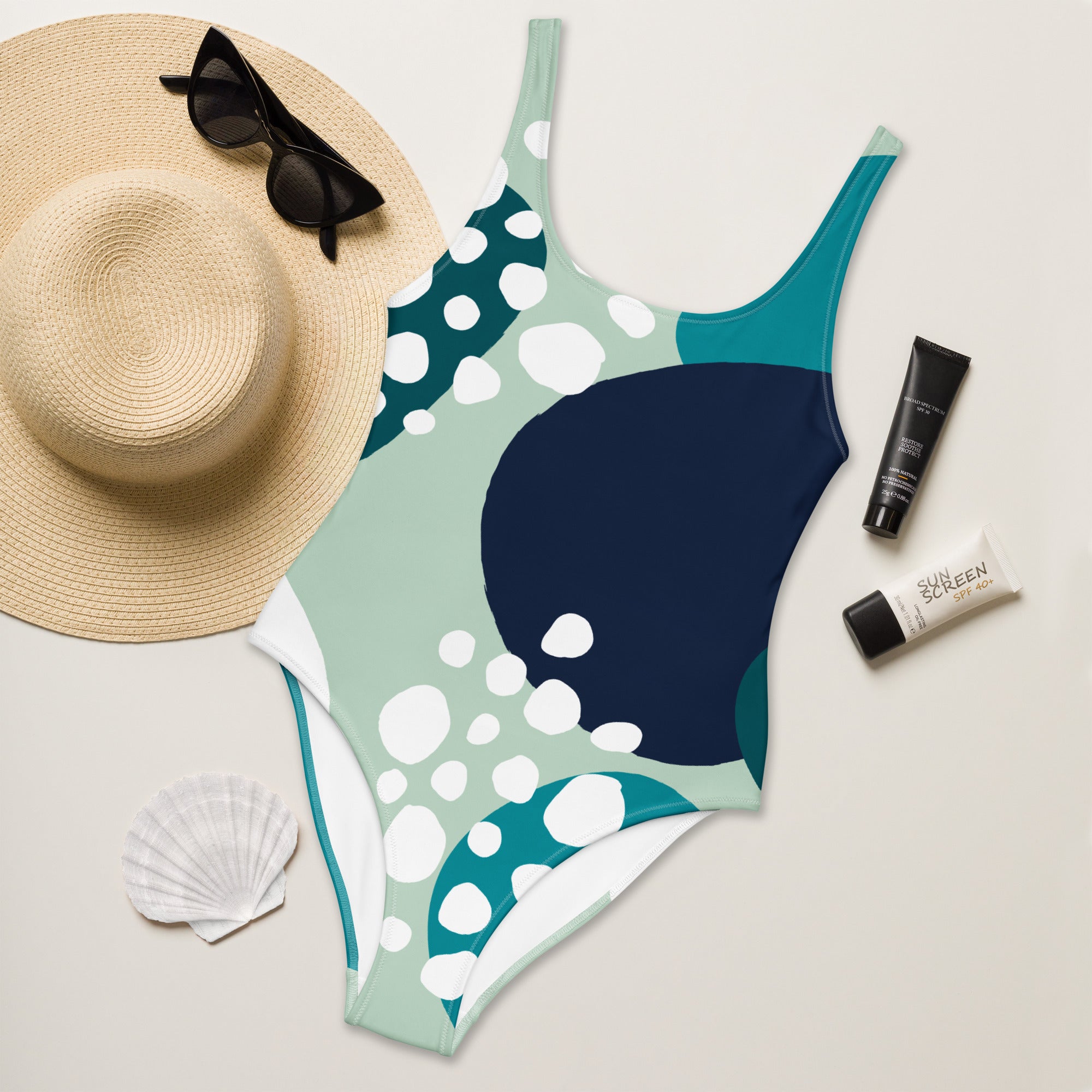 Women's Abstract Coastal Buttery Soft Swimsuit With UPF 50+