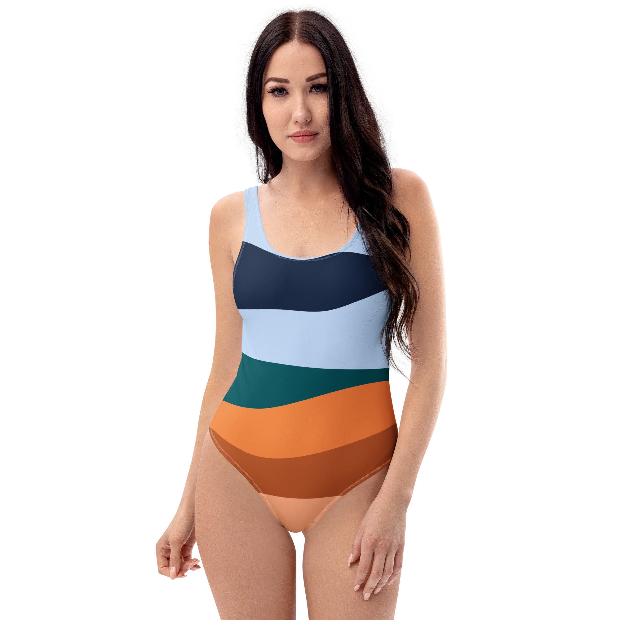 Women's Retro Coastal Stripe Buttery Soft Swimsuit With UPF 50+