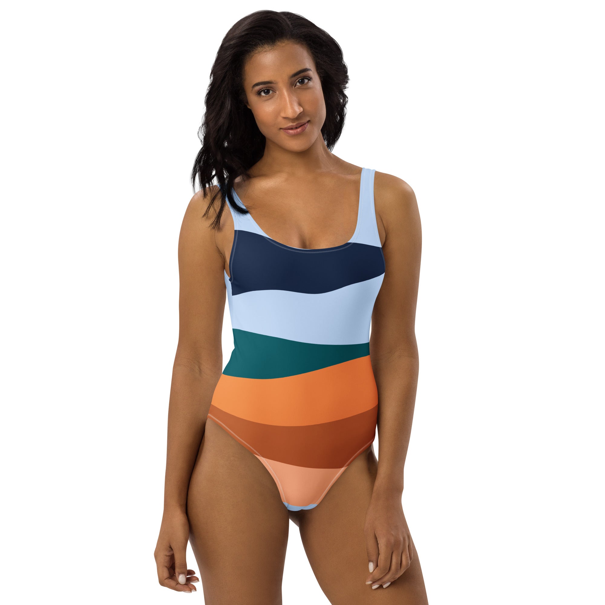 Women's Retro Coastal Stripe Buttery Soft Swimsuit With UPF 50+