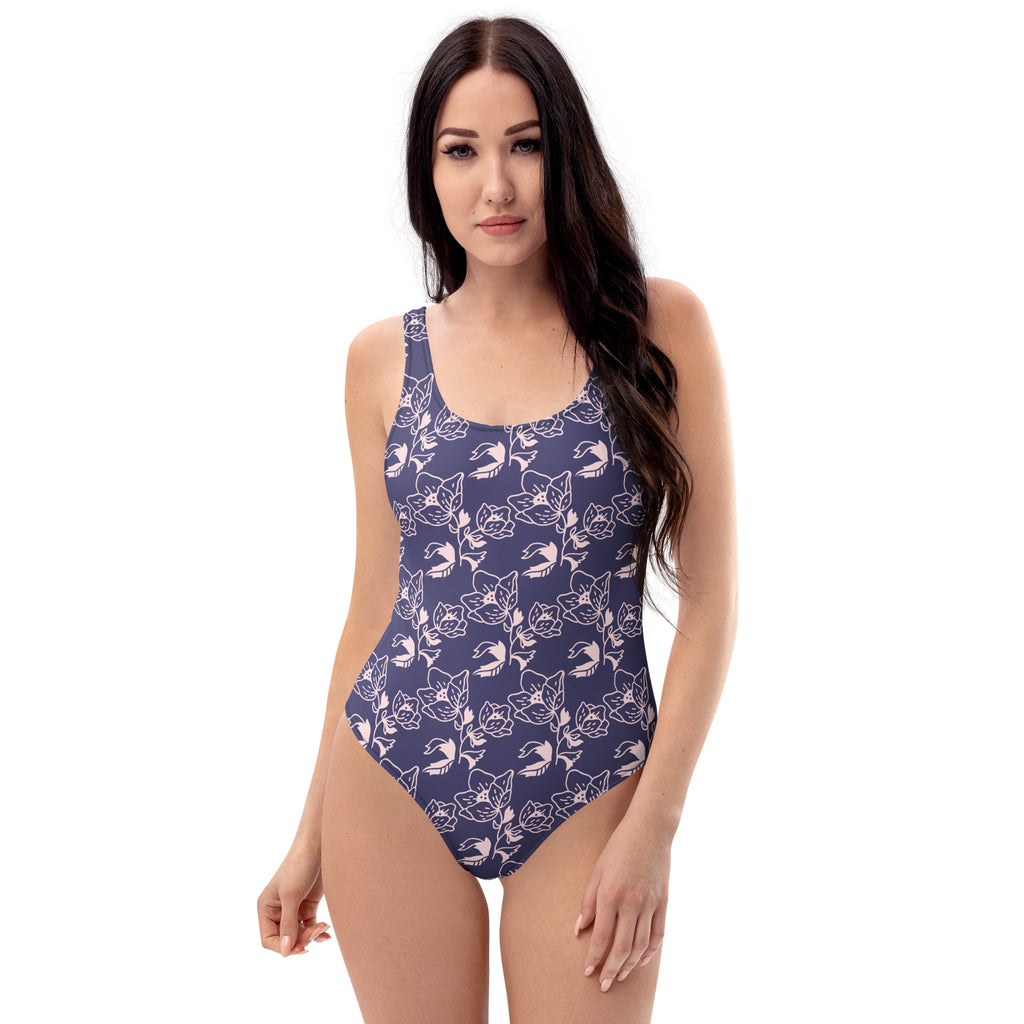 Women's Lavender Floral Buttery Soft Swimsuit With UPF 50+