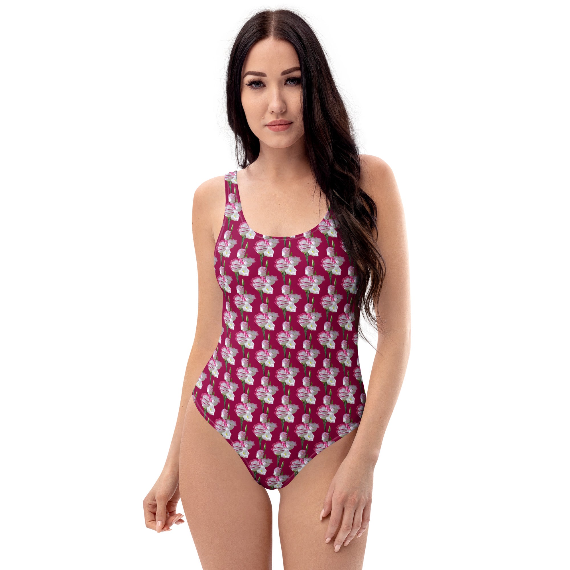 Women's Maroon Tulip Buttery Soft Swimsuit With UPF 50+