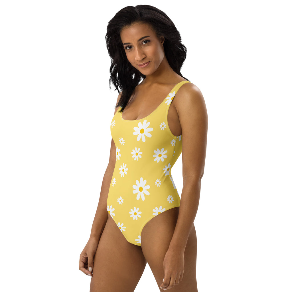 Women's Yellow Daisy Buttery Soft Swimsuit With UPF 50+