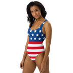 Women's Patriotic USA Flag Buttery Soft Swimsuit With UPF 50+