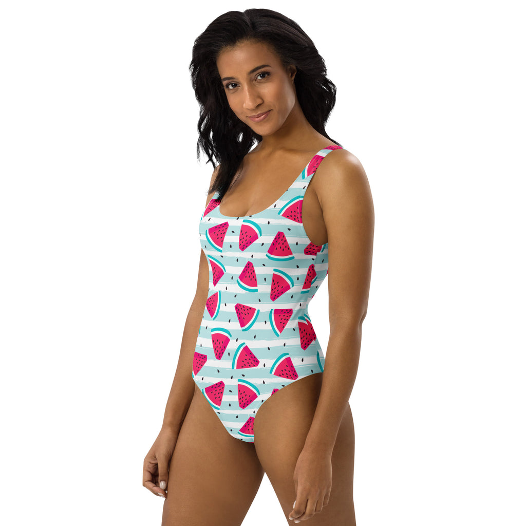 Women's Watermelon Stripe Buttery Soft Swimsuit With UPF 50+