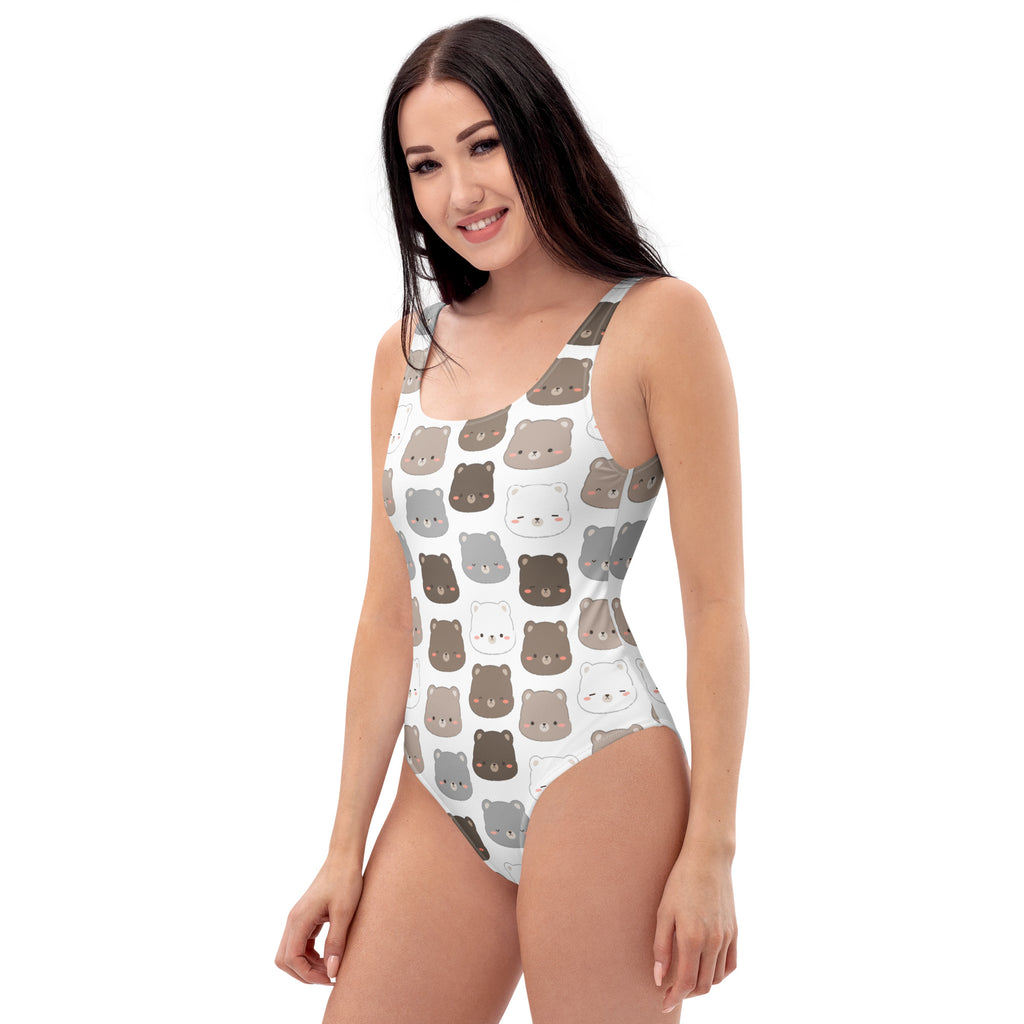 Women's Cute Bear Face Buttery Soft Swimsuit With UPF 50+