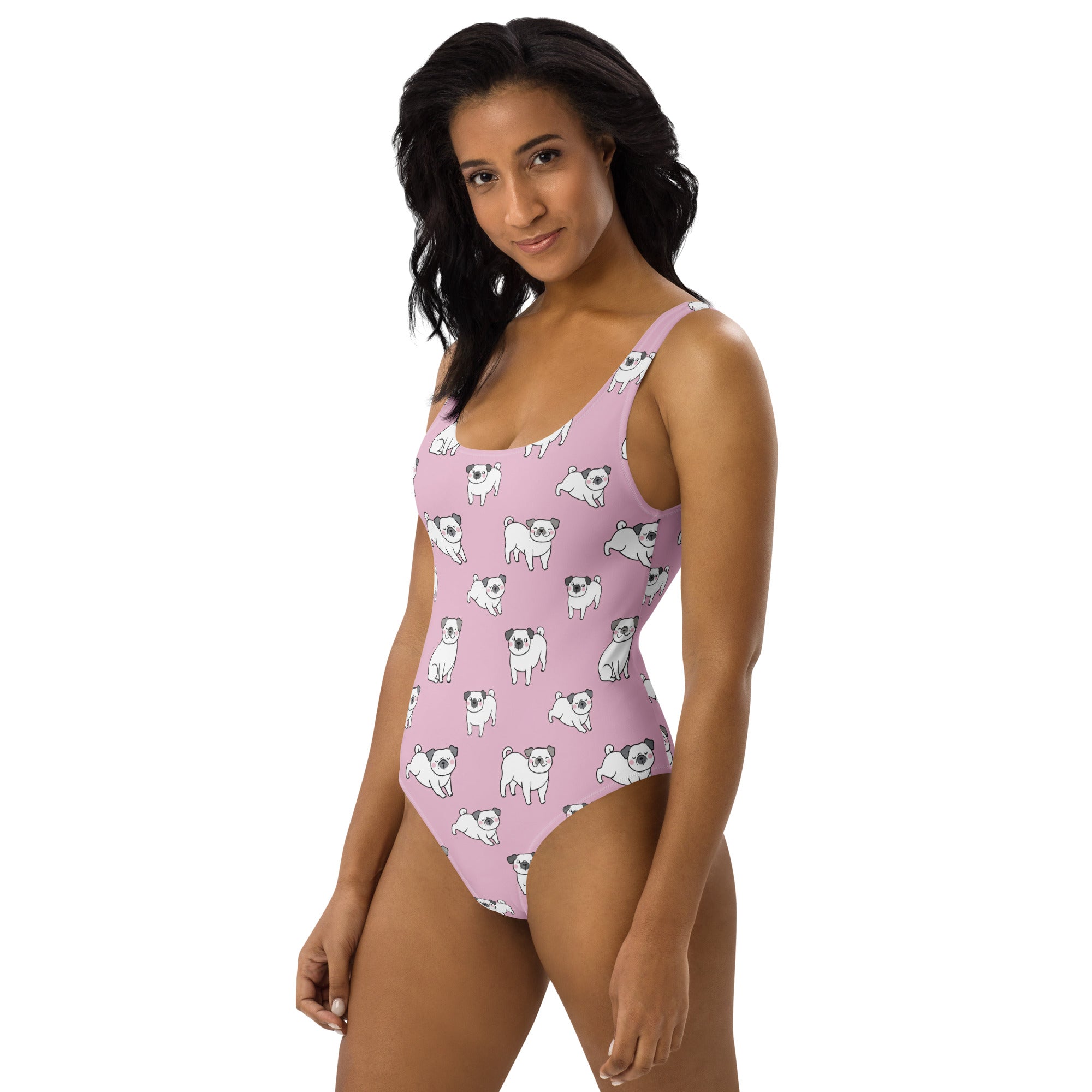 Women's Pink Pug Buttery Soft Swimsuit With UPF 50+