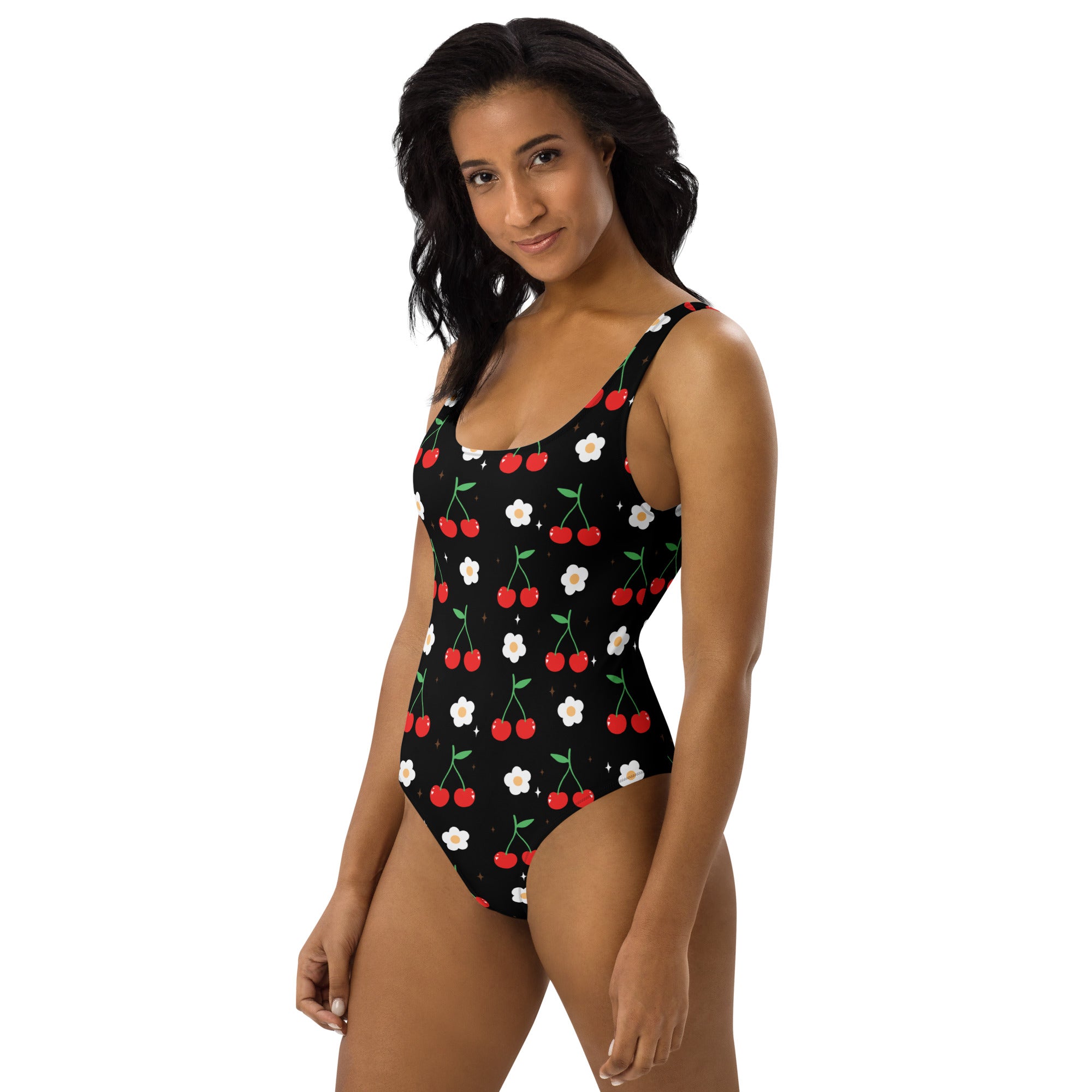 Women's Cherry Print Buttery Soft Swimsuit With UPF 50+