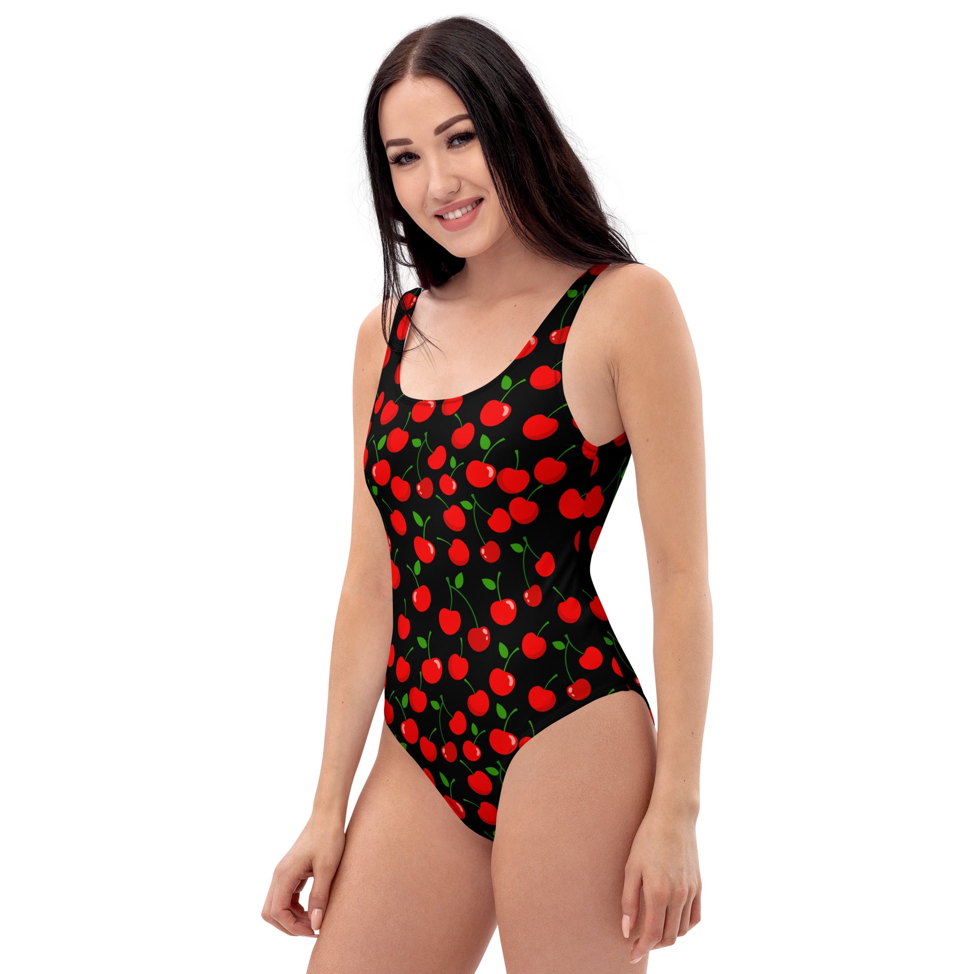 Women's Cherry Print Buttery Soft Swimsuit With UPF 50+
