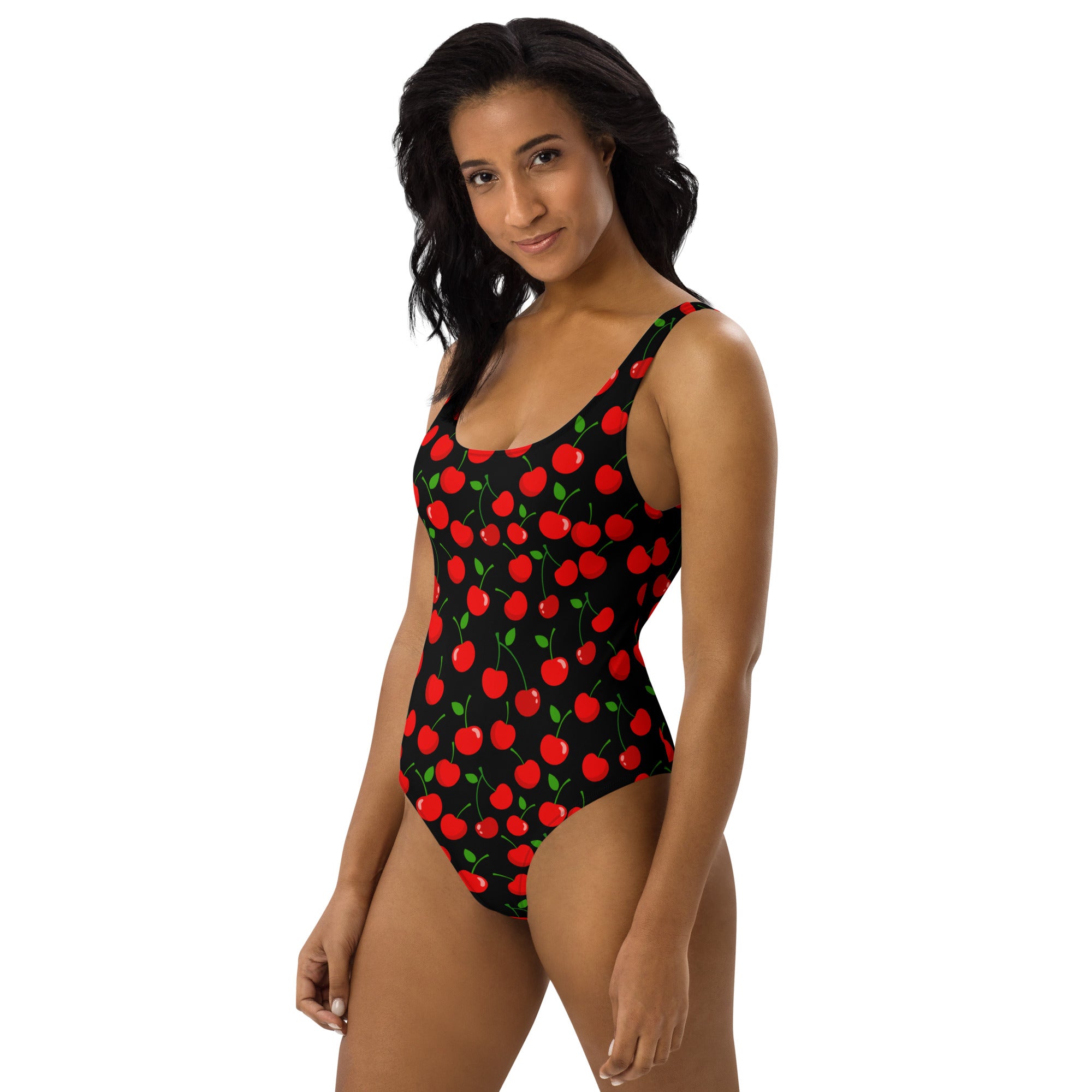 Women's Cherry Print Buttery Soft Swimsuit With UPF 50+