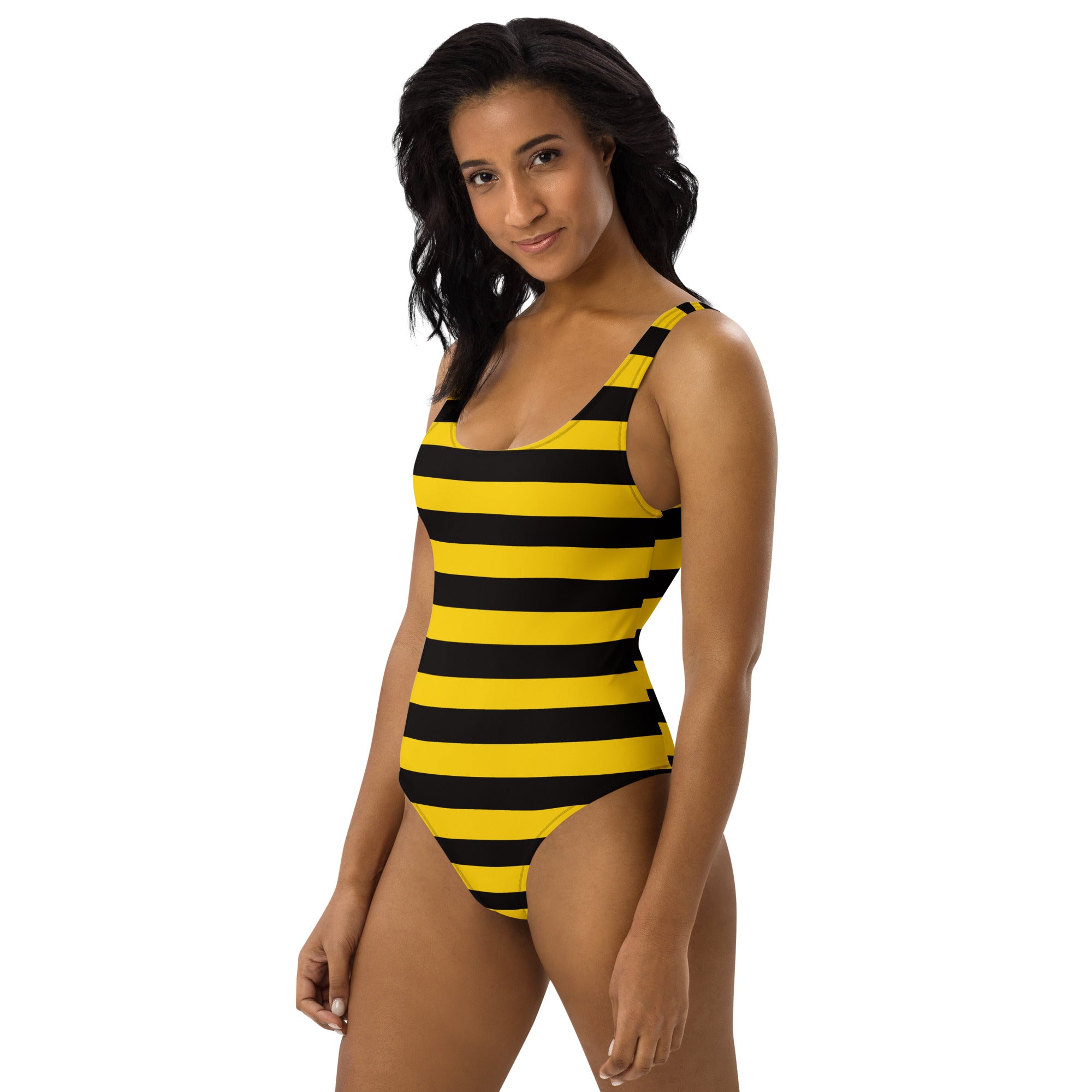 Women's Bumblebee Striped Buttery Soft Swimsuit With UPF 50+
