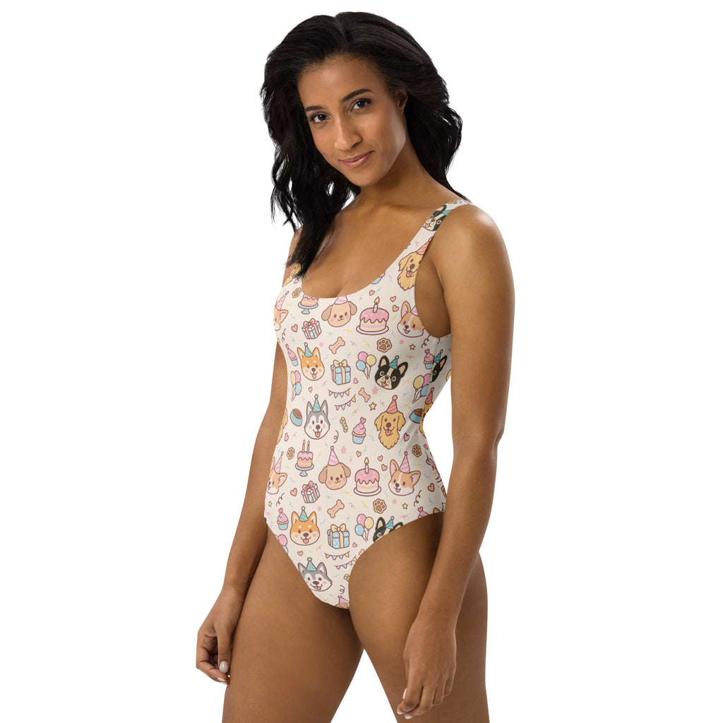 Women's Puppy Birthday Buttery Soft Swimsuit With UPF 50+