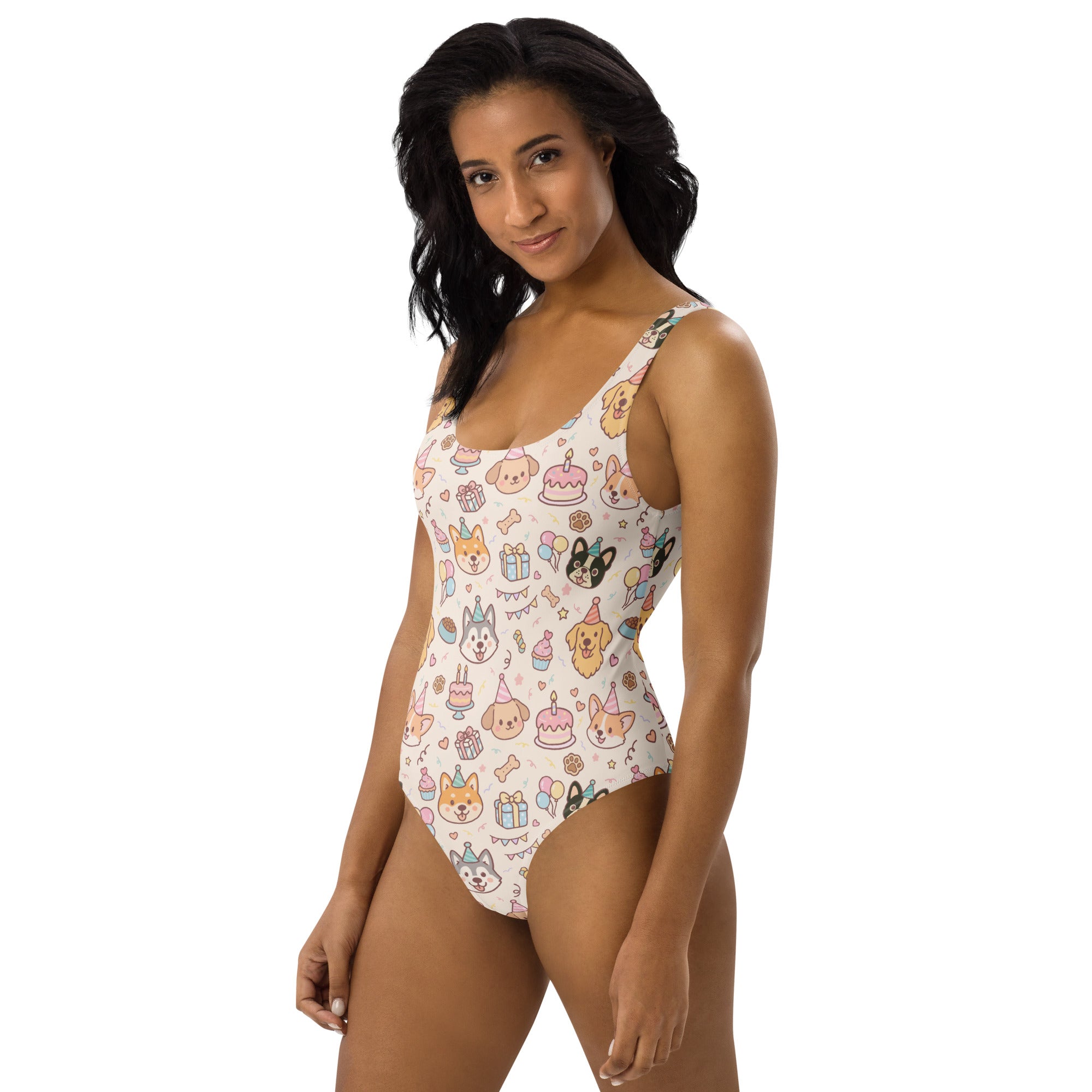 Women's Puppy Birthday Buttery Soft Swimsuit With UPF 50+