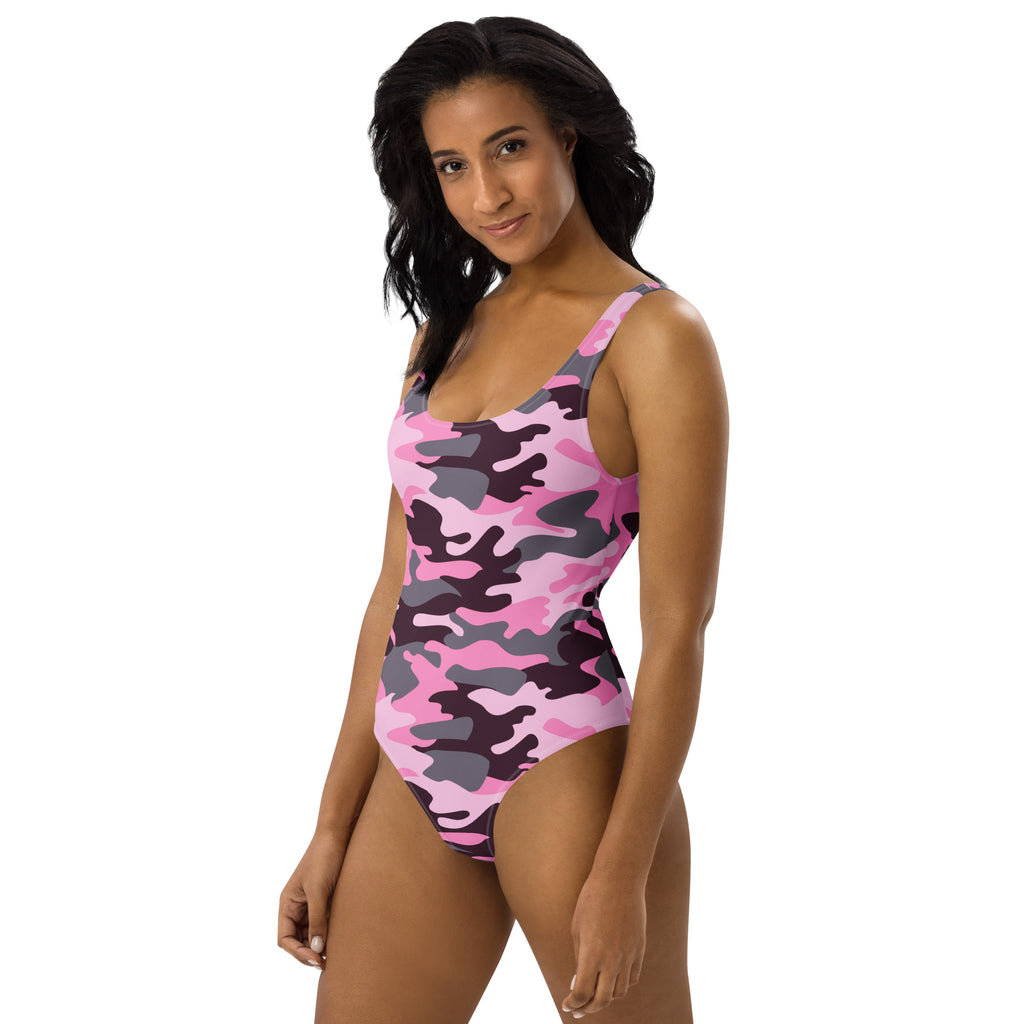 Women's Pink Camouflage Buttery Soft Swimsuit With UPF 50+