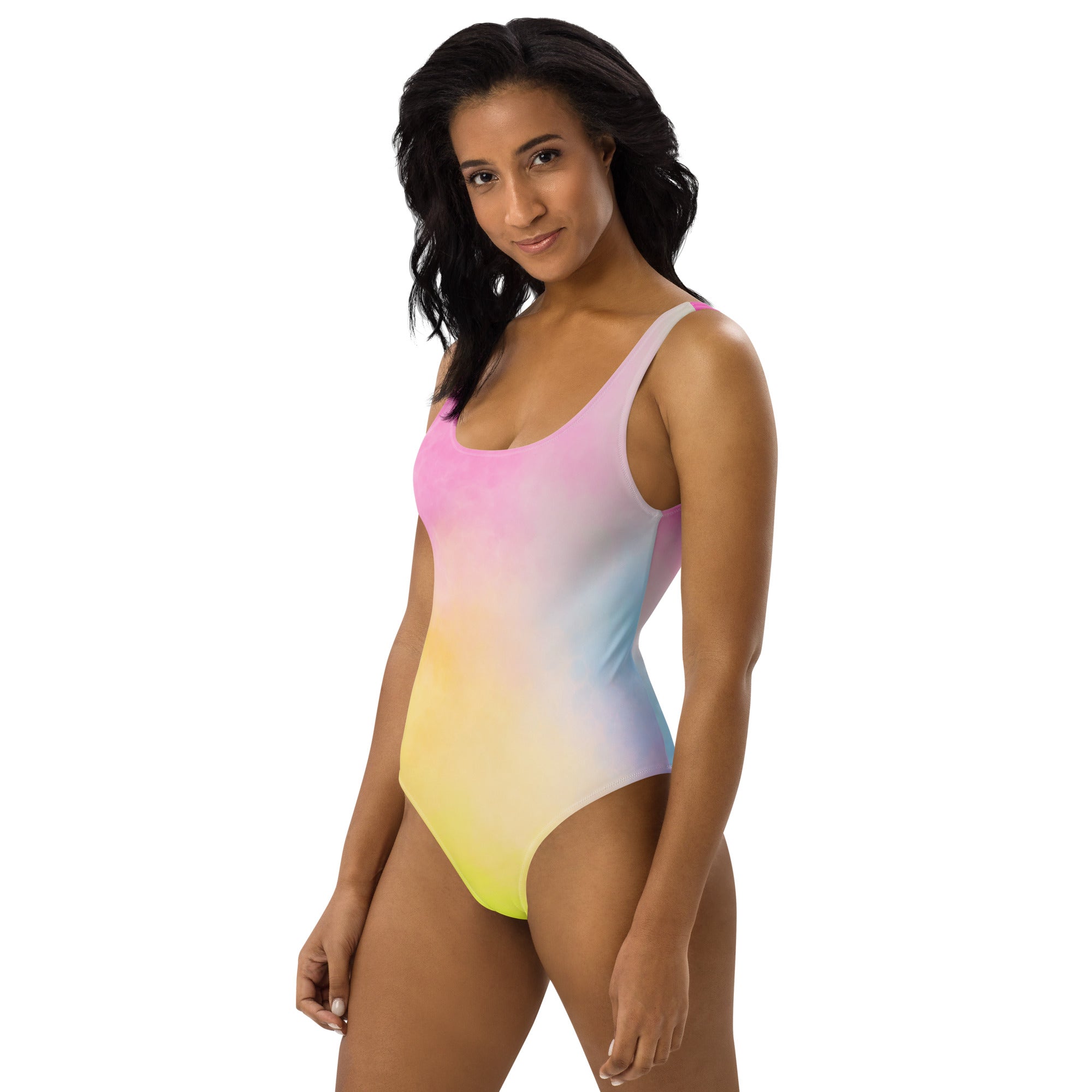 Women's Colorful Pastel Watercolor Buttery Soft Swimsuit With UPF 50+