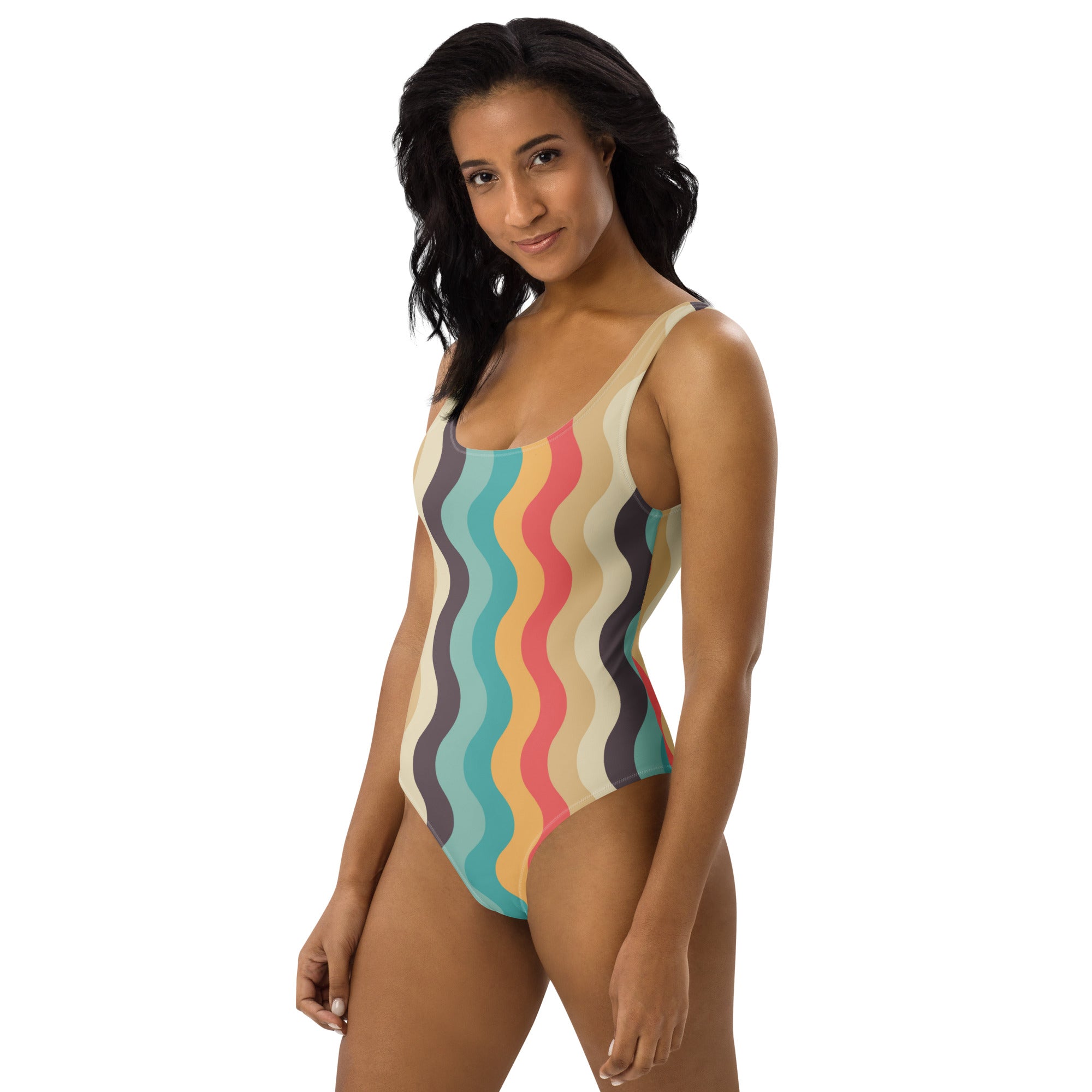 Women's Retro Wave Buttery Soft Swimsuit With UPF 50+
