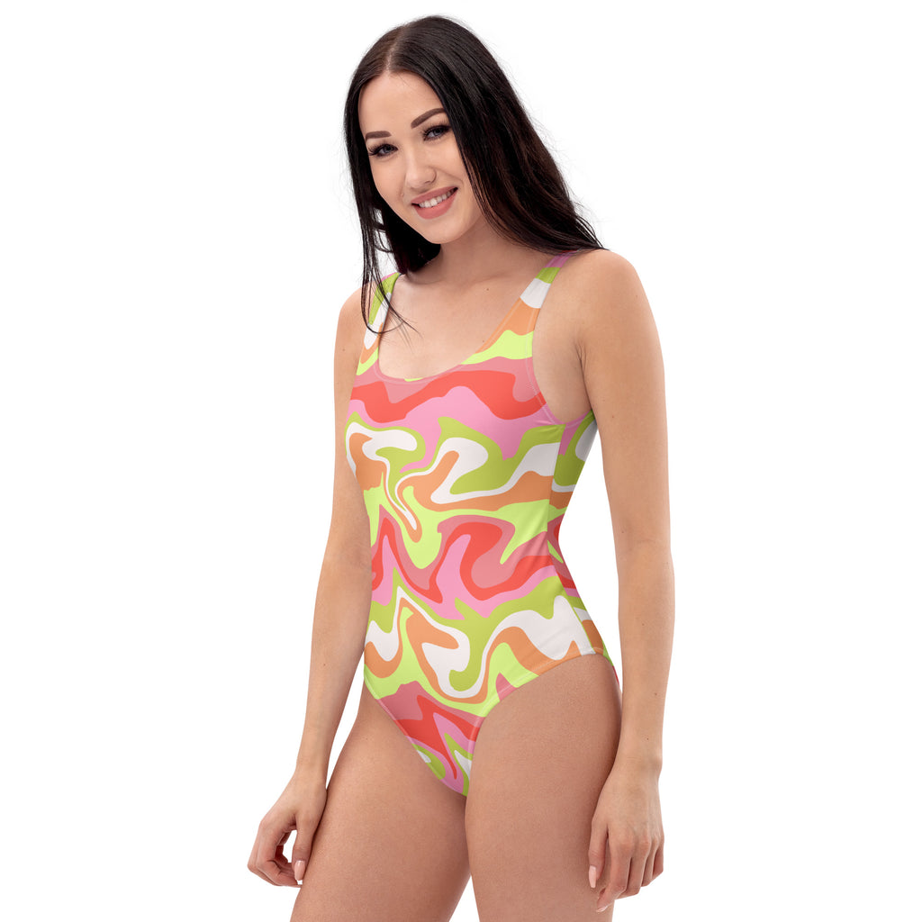 Women's Abstract Swirl Buttery Soft Swimsuit With UPF 50+