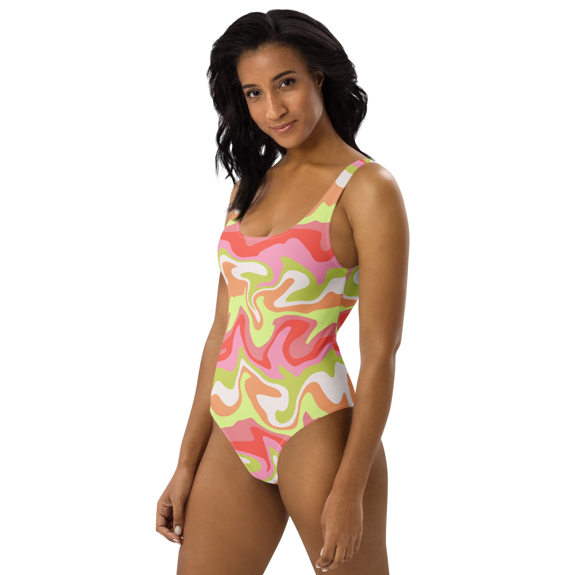 Women's Abstract Swirl Buttery Soft Swimsuit With UPF 50+