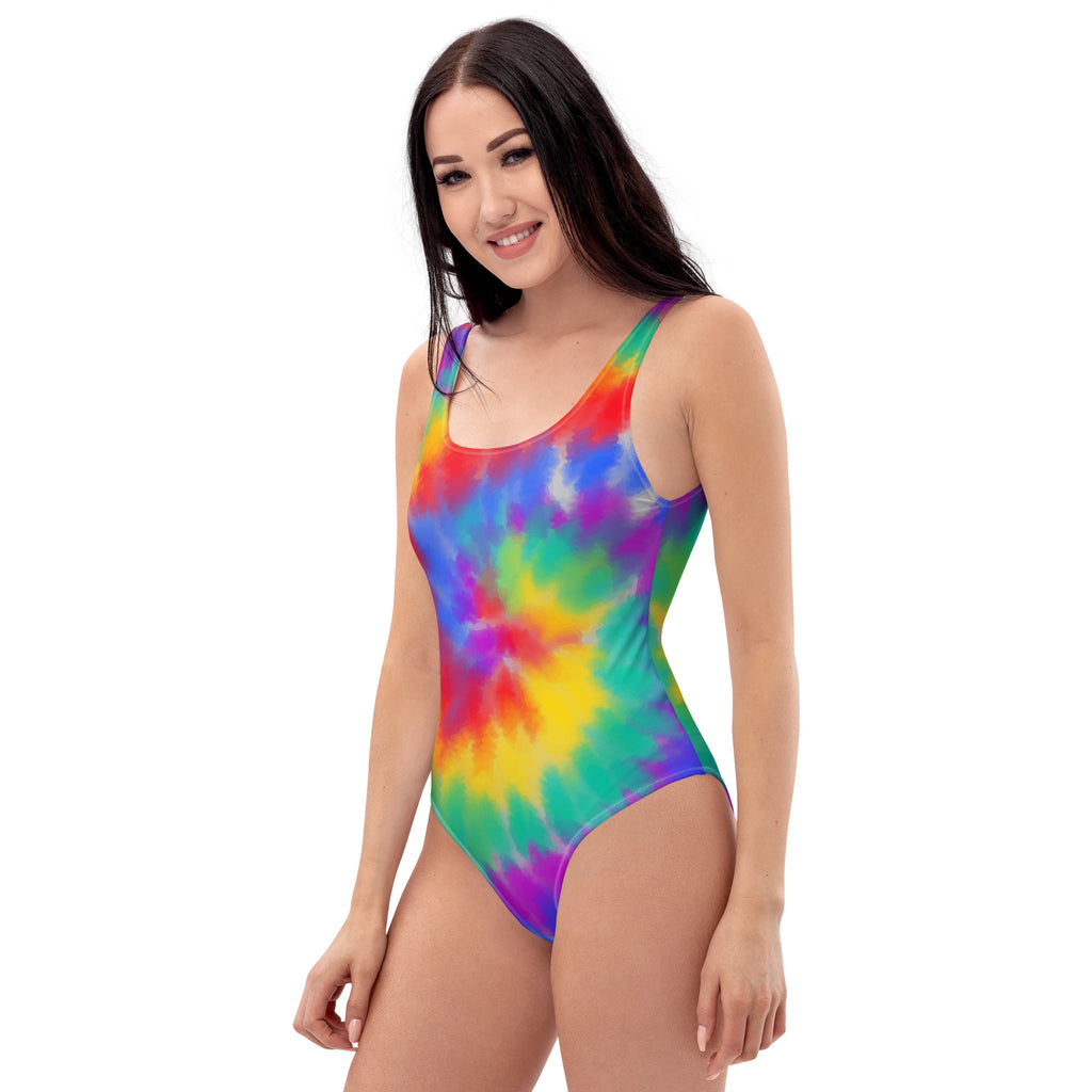 Women's Bright Watercolor Tie Dye Buttery Soft Swimsuit With UPF 50+