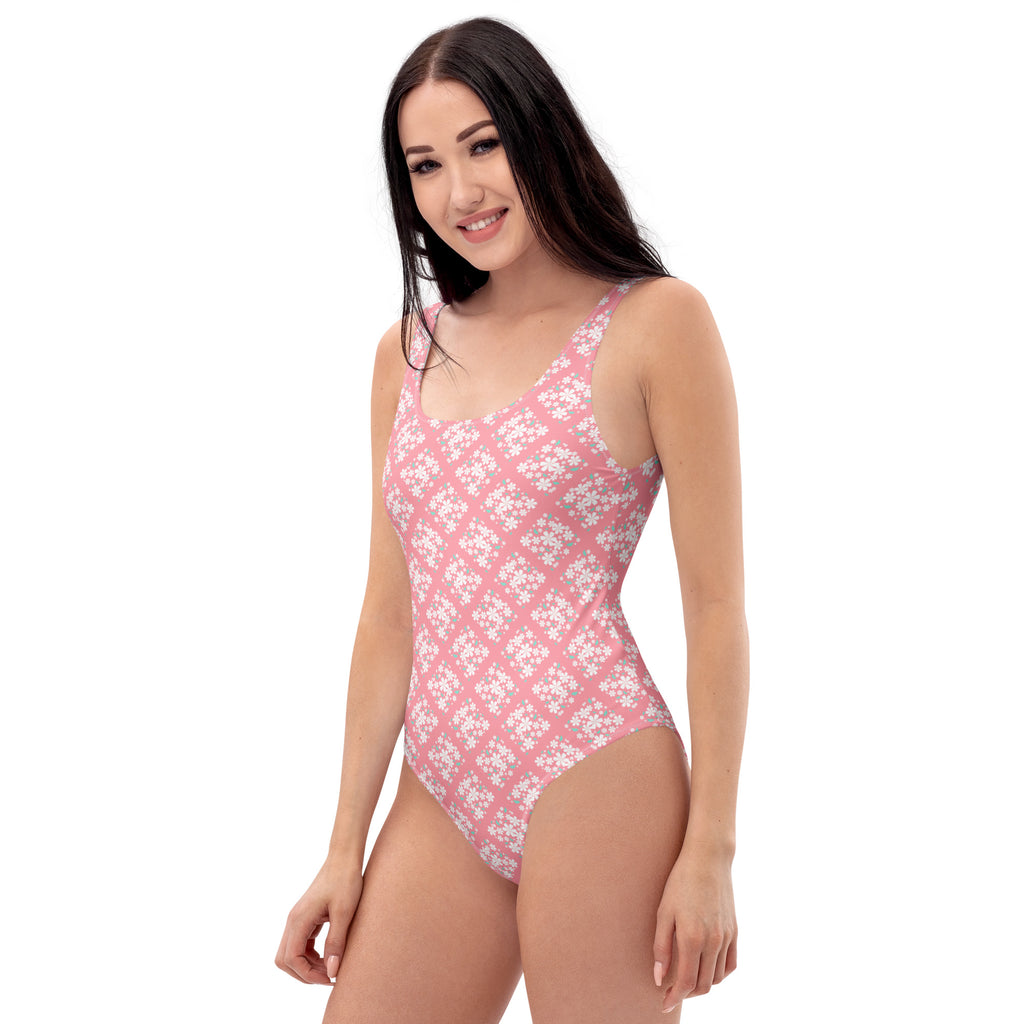 Women's Pink Sakura Blossom Buttery Soft Swimsuit With UPF 50+