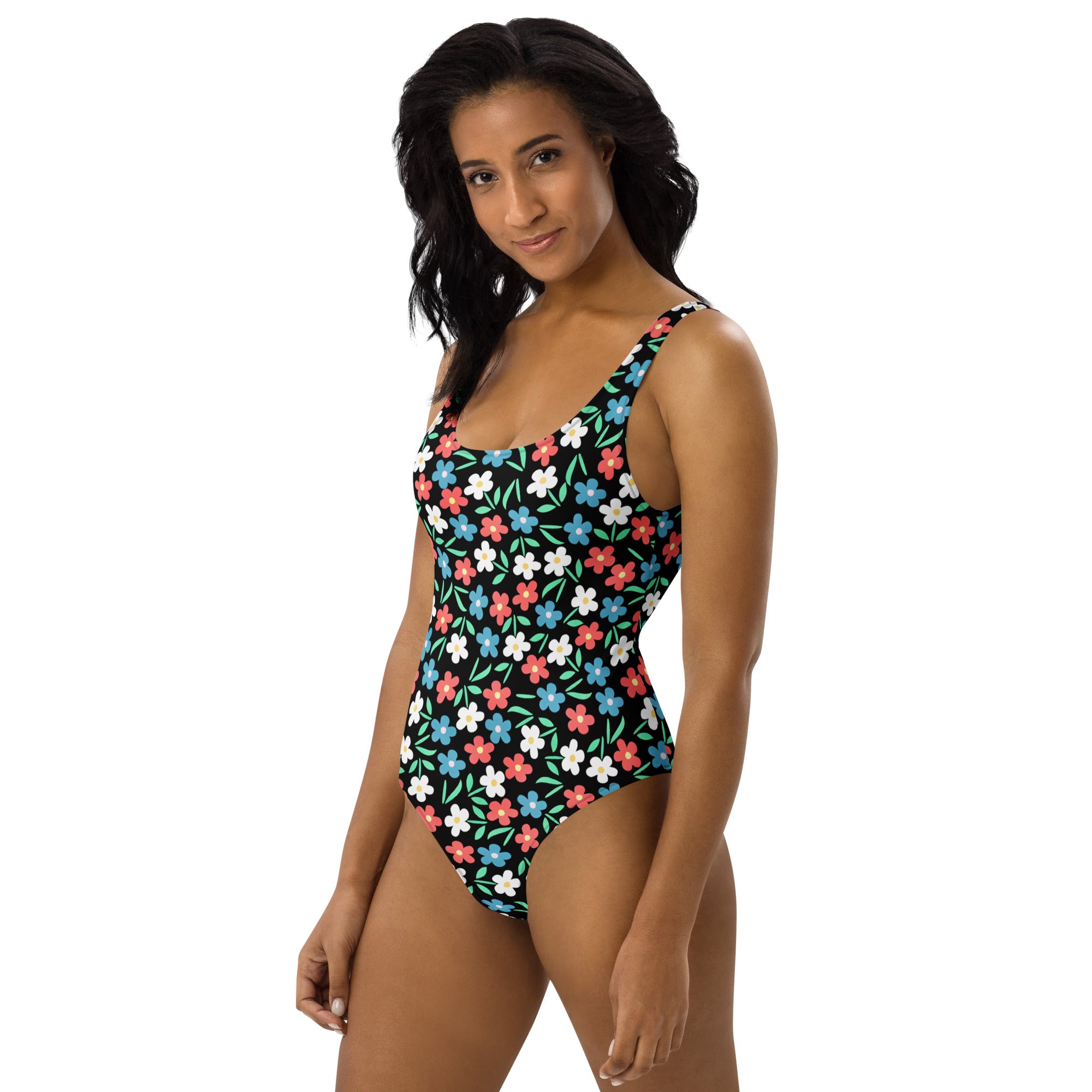 Women's Colorful Daisy Print Buttery Soft Swimsuit With UPF 50+