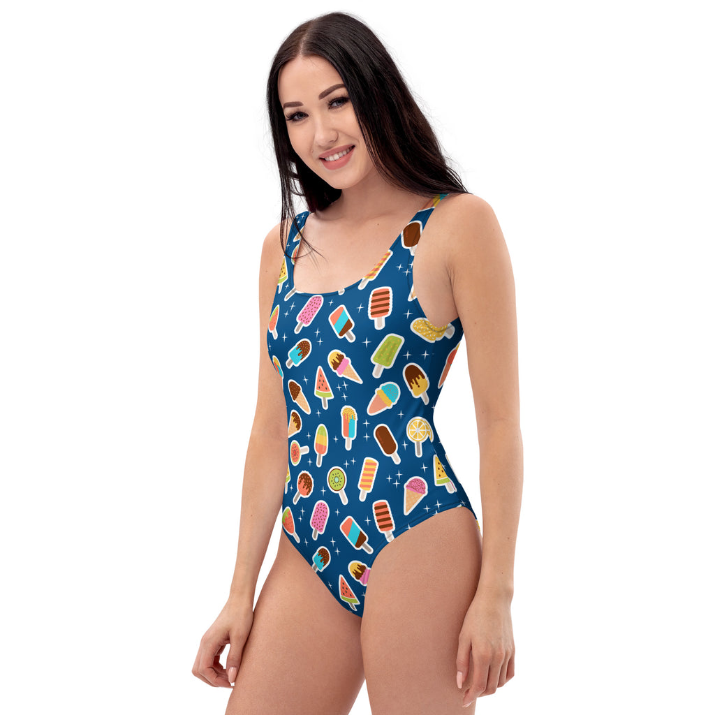Women's Blue Ice Cream Popsicle Buttery Soft Swimsuit With UPF 50+
