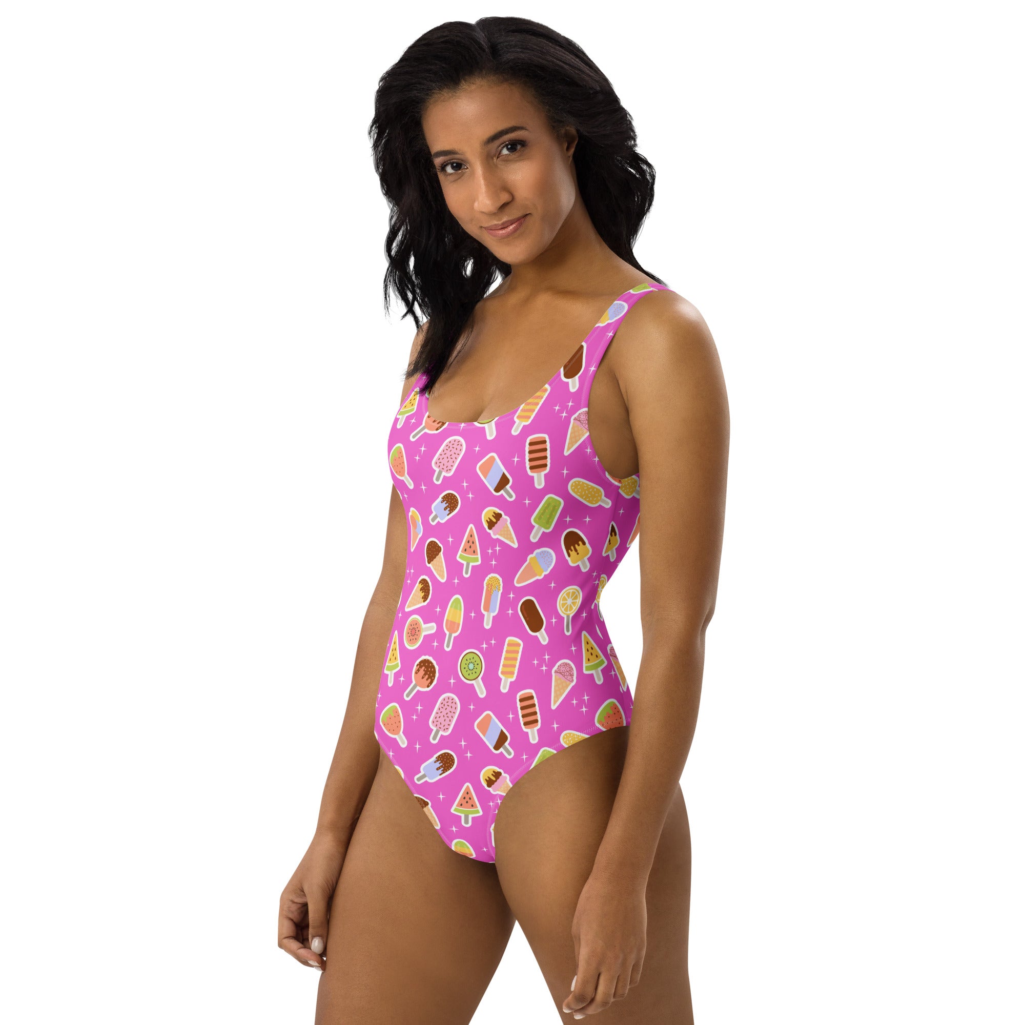 Women's Pink Ice Cream Popsicle Buttery Soft Swimsuit With UPF 50+