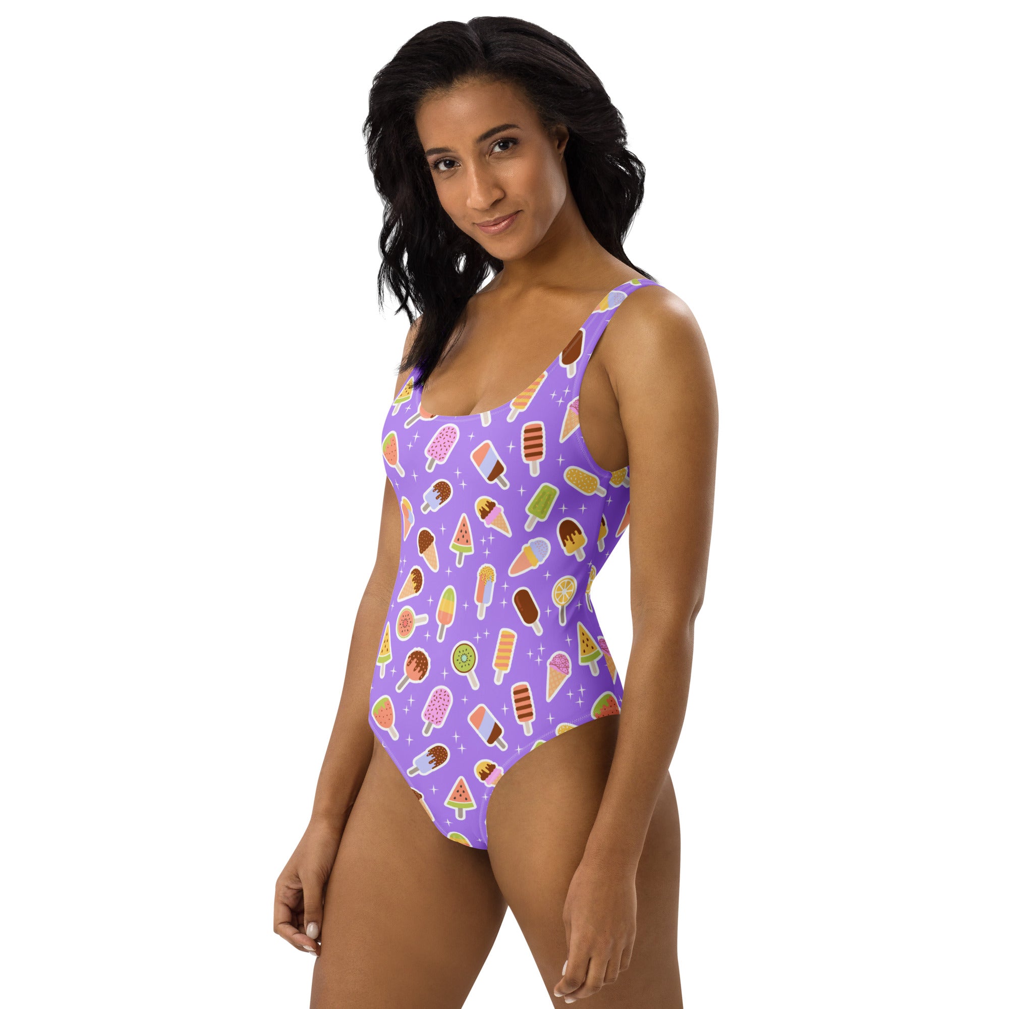 Women's Purple Ice Cream Popsicle Buttery Soft Swimsuit With UPF 50+