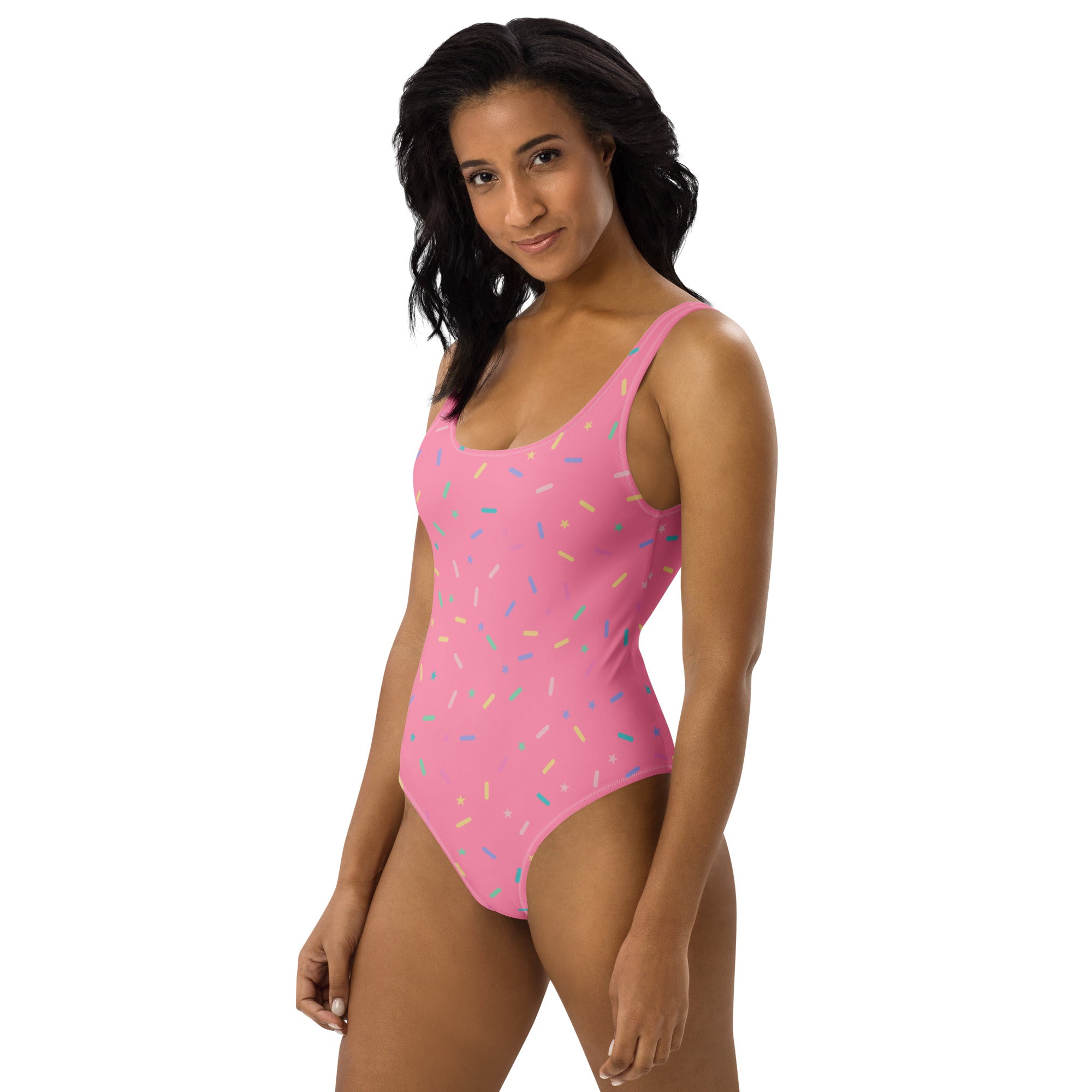 Women's Pink Sprinkle Confetti Buttery Soft Swimsuit With UPF 50+