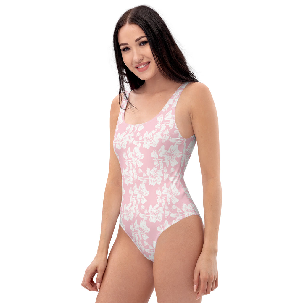 Women's Pink Tropical Floral Buttery Soft Swimsuit With UPF 50+
