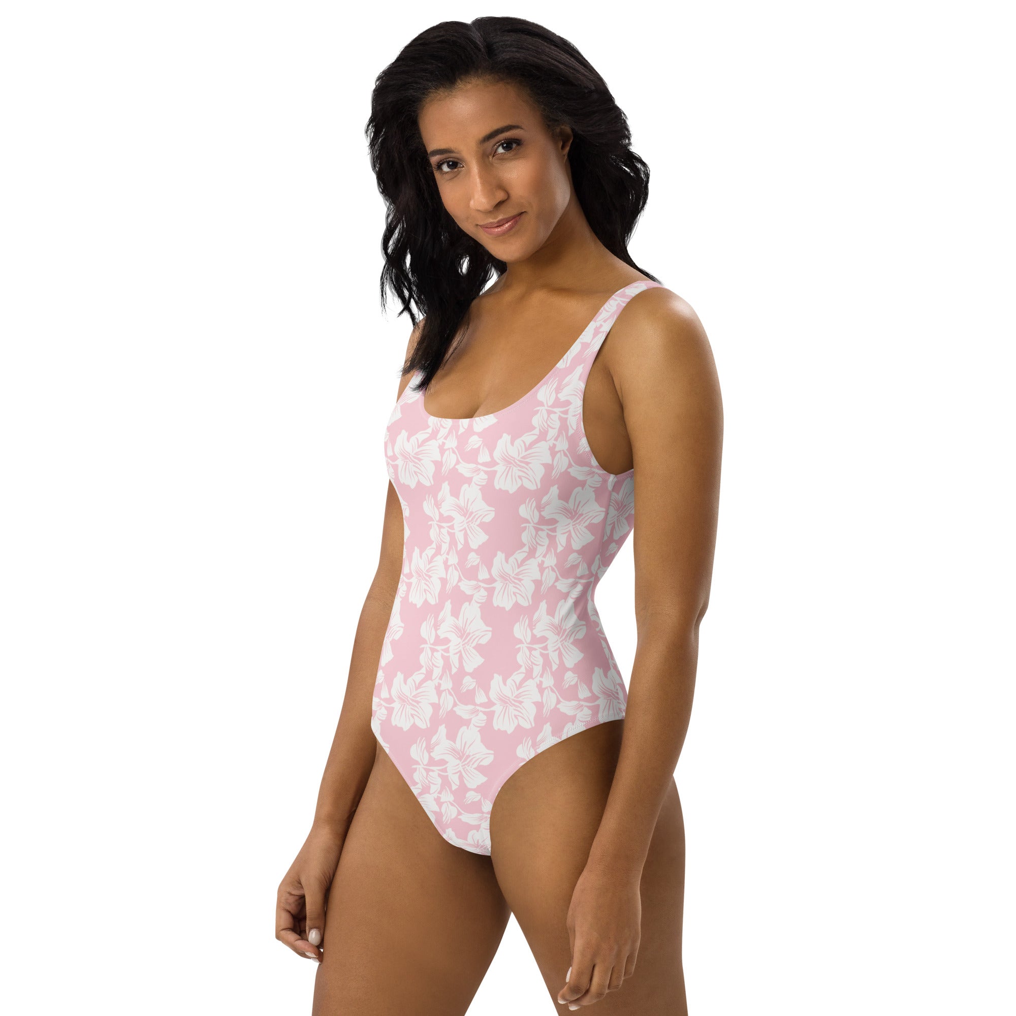 Women's Pink Tropical Floral Buttery Soft Swimsuit With UPF 50+