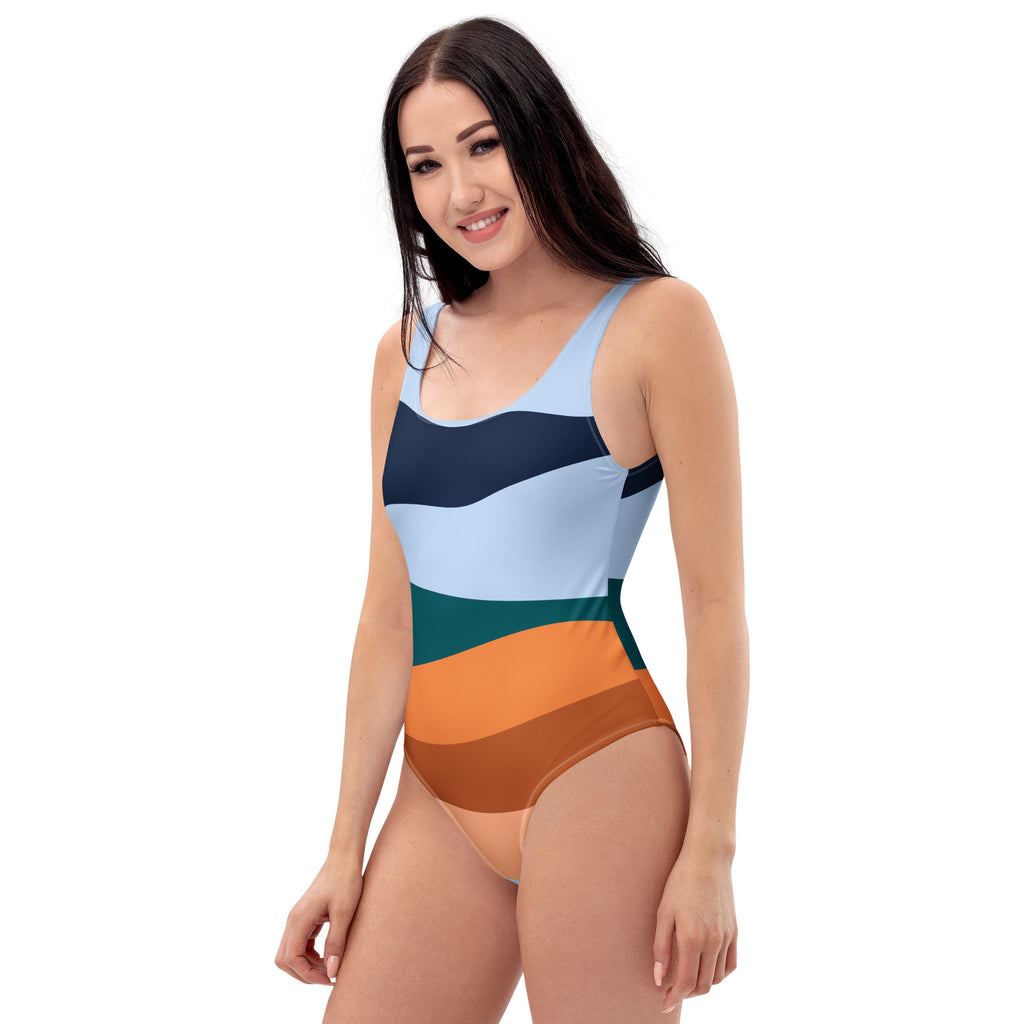 Women's Retro Coastal Stripe Buttery Soft Swimsuit With UPF 50+