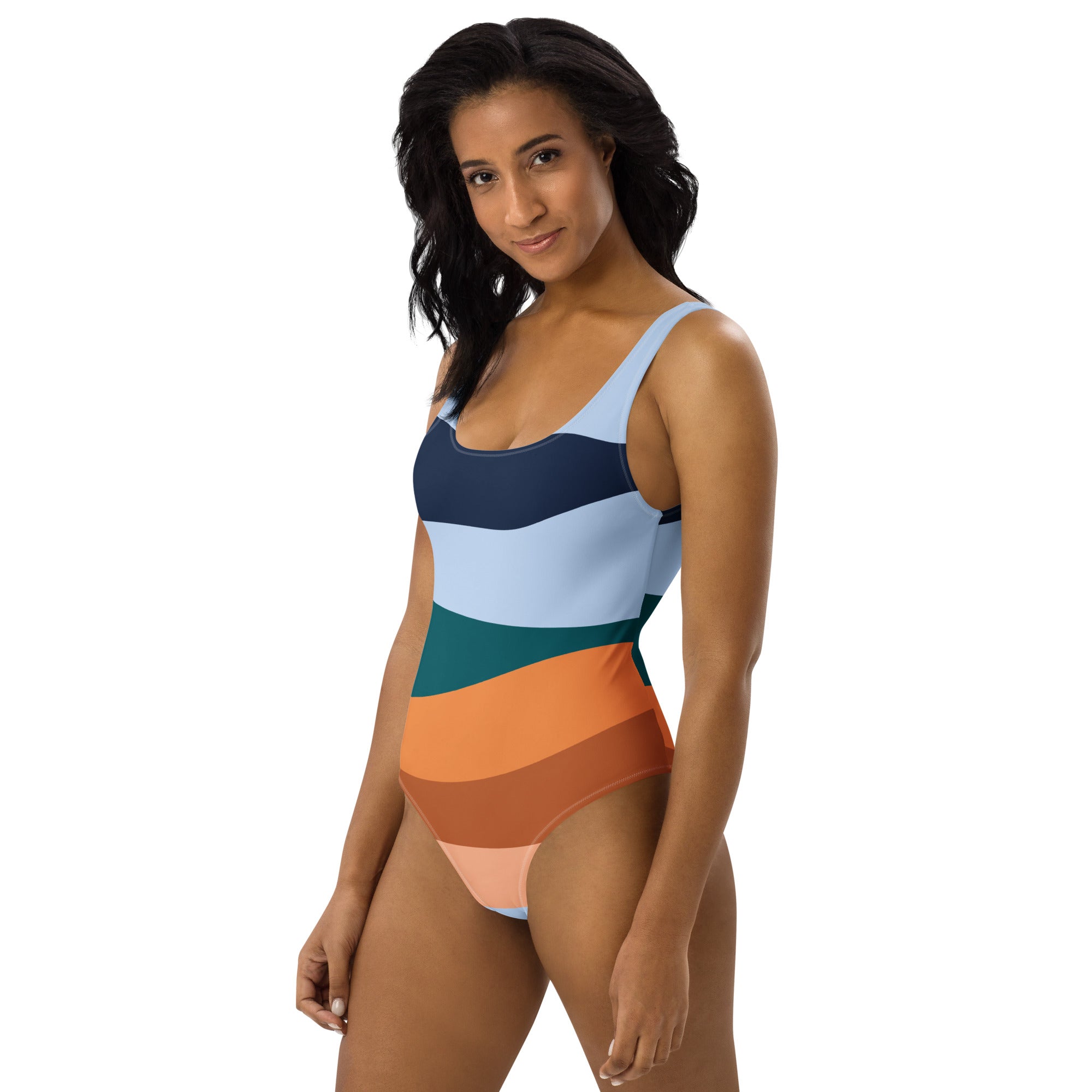 Women's Retro Coastal Stripe Buttery Soft Swimsuit With UPF 50+