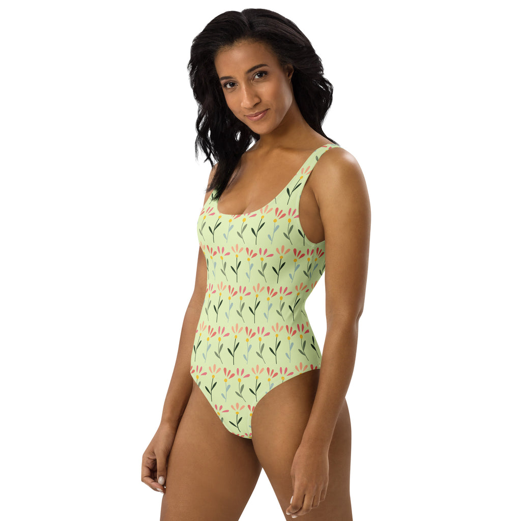 Women's Pastel Botanical Buttery Soft Swimsuit With UPF 50+