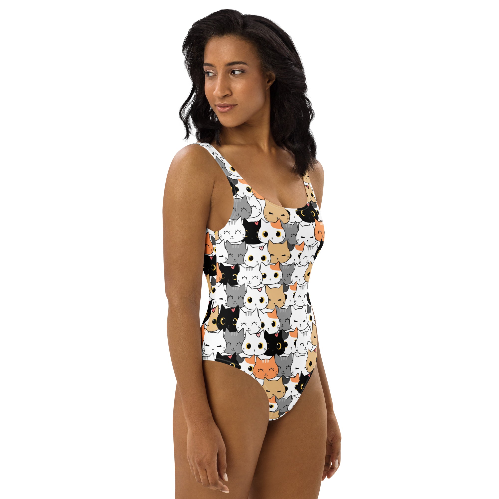 Women's Cat Face Buttery Soft Swimsuit With UPF 50+