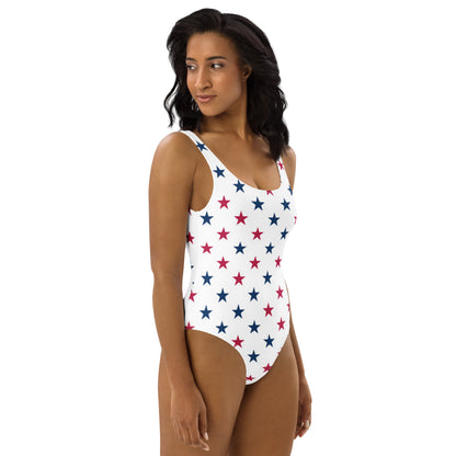 Women's Red & Blue Stars USA Buttery Soft Swimsuit With UPF 50+