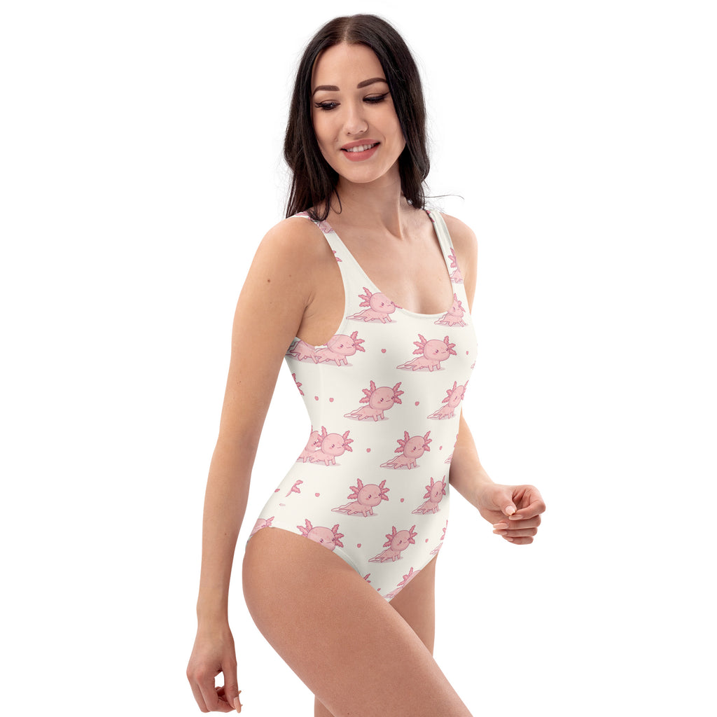 Women's Pink Axolotl Buttery Soft Swimsuit With UPF 50+