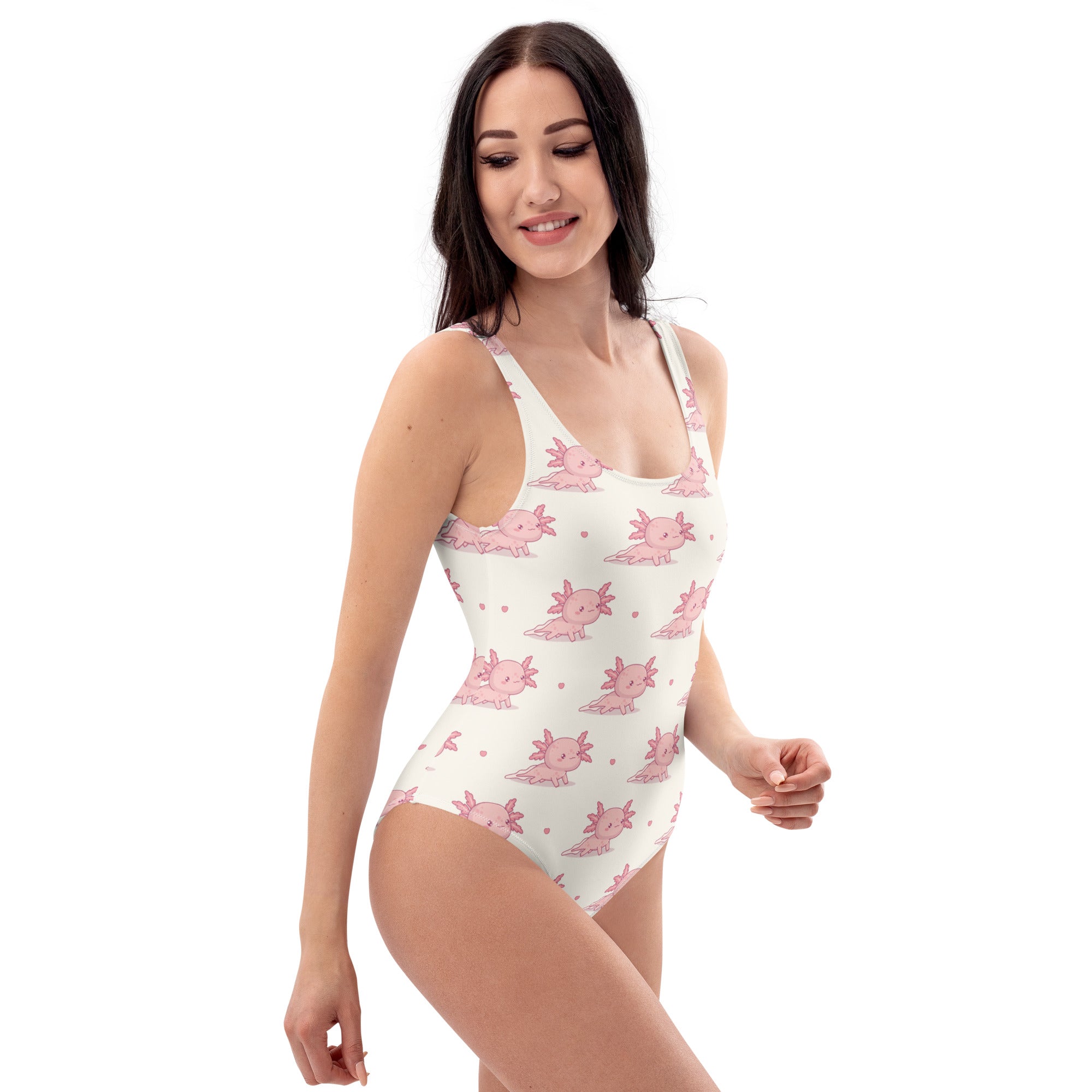 Women's Pink Axolotl Buttery Soft Swimsuit With UPF 50+