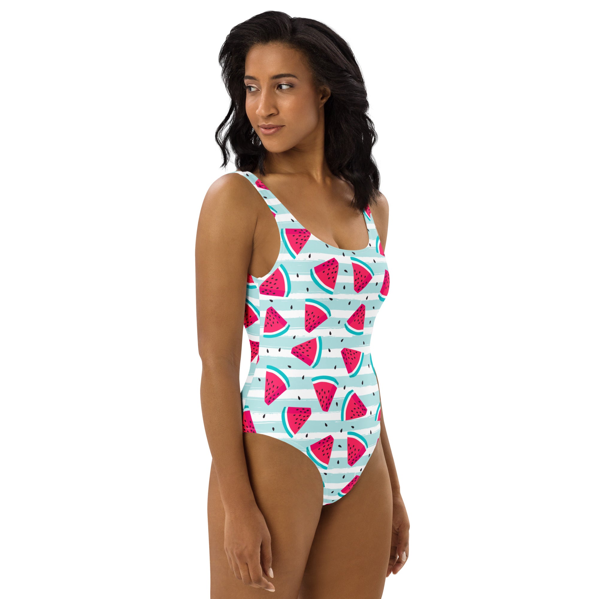 Women's Watermelon Stripe Buttery Soft Swimsuit With UPF 50+