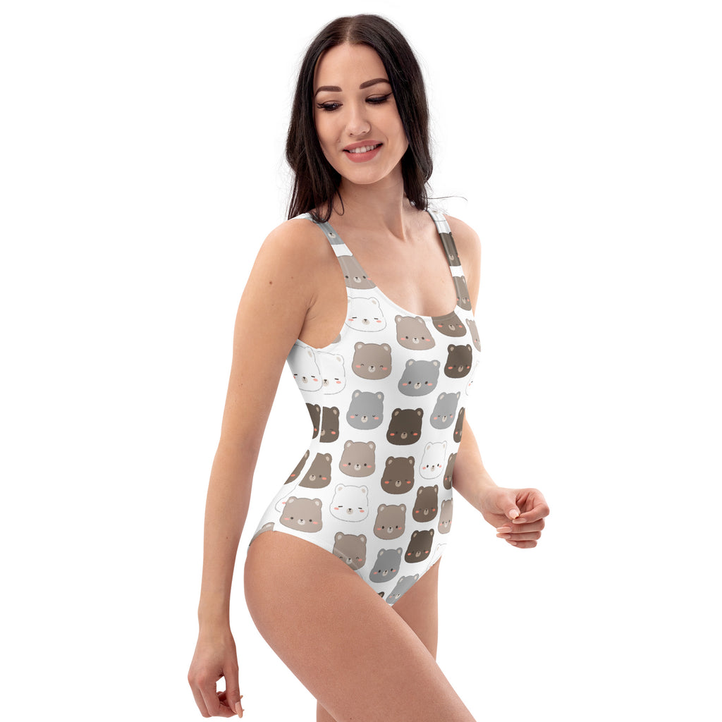Women's Cute Bear Face Buttery Soft Swimsuit With UPF 50+