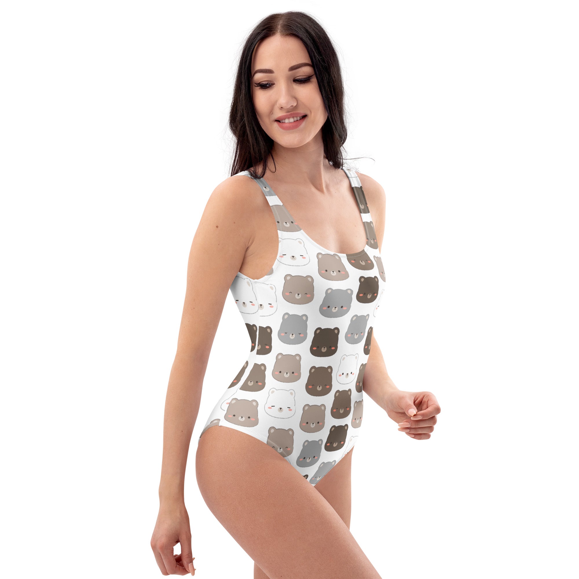 Women's Cute Bear Face Buttery Soft Swimsuit With UPF 50+
