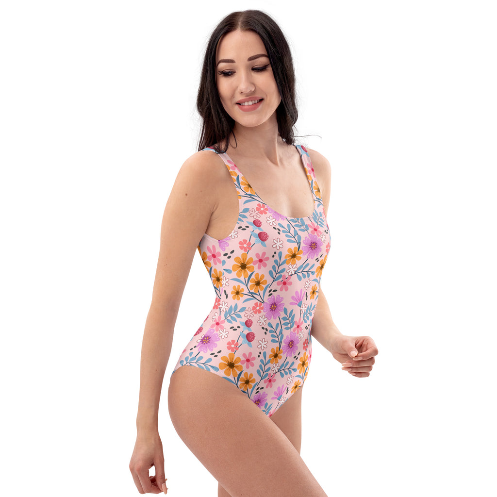 Women's Pink Floral Buttery Soft Swimsuit With UPF 50+