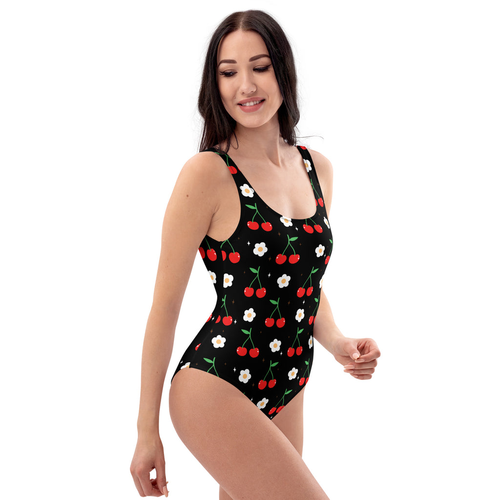 Women's Cherry Print Buttery Soft Swimsuit With UPF 50+