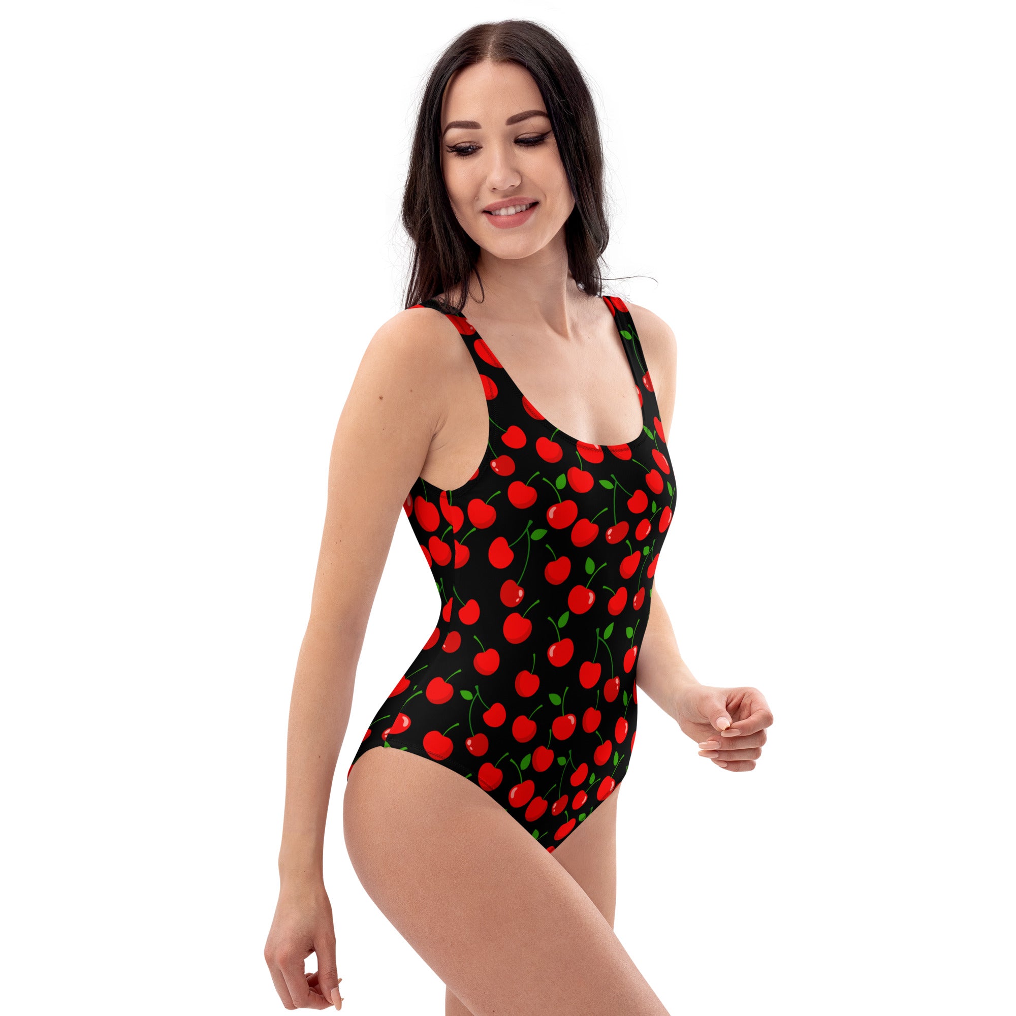 Women's Cherry Print Buttery Soft Swimsuit With UPF 50+