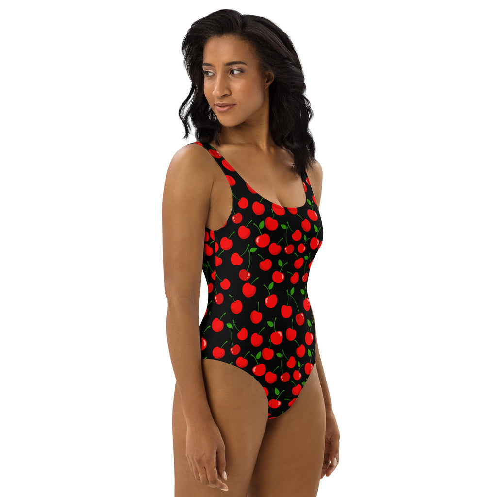 Women's Cherry Print Buttery Soft Swimsuit With UPF 50+